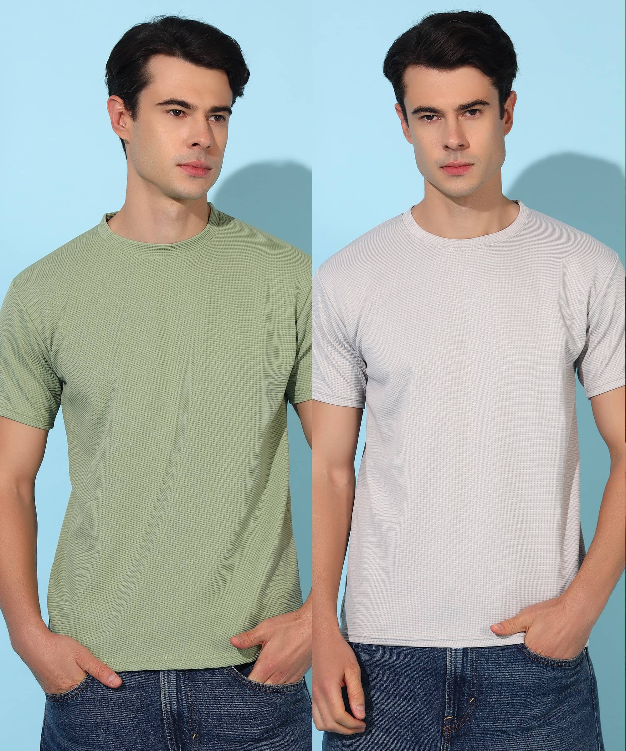     			Christy World Polyester Regular Fit Solid Half Sleeves Men's Round T-Shirt - Multicolor ( Pack of 2 )