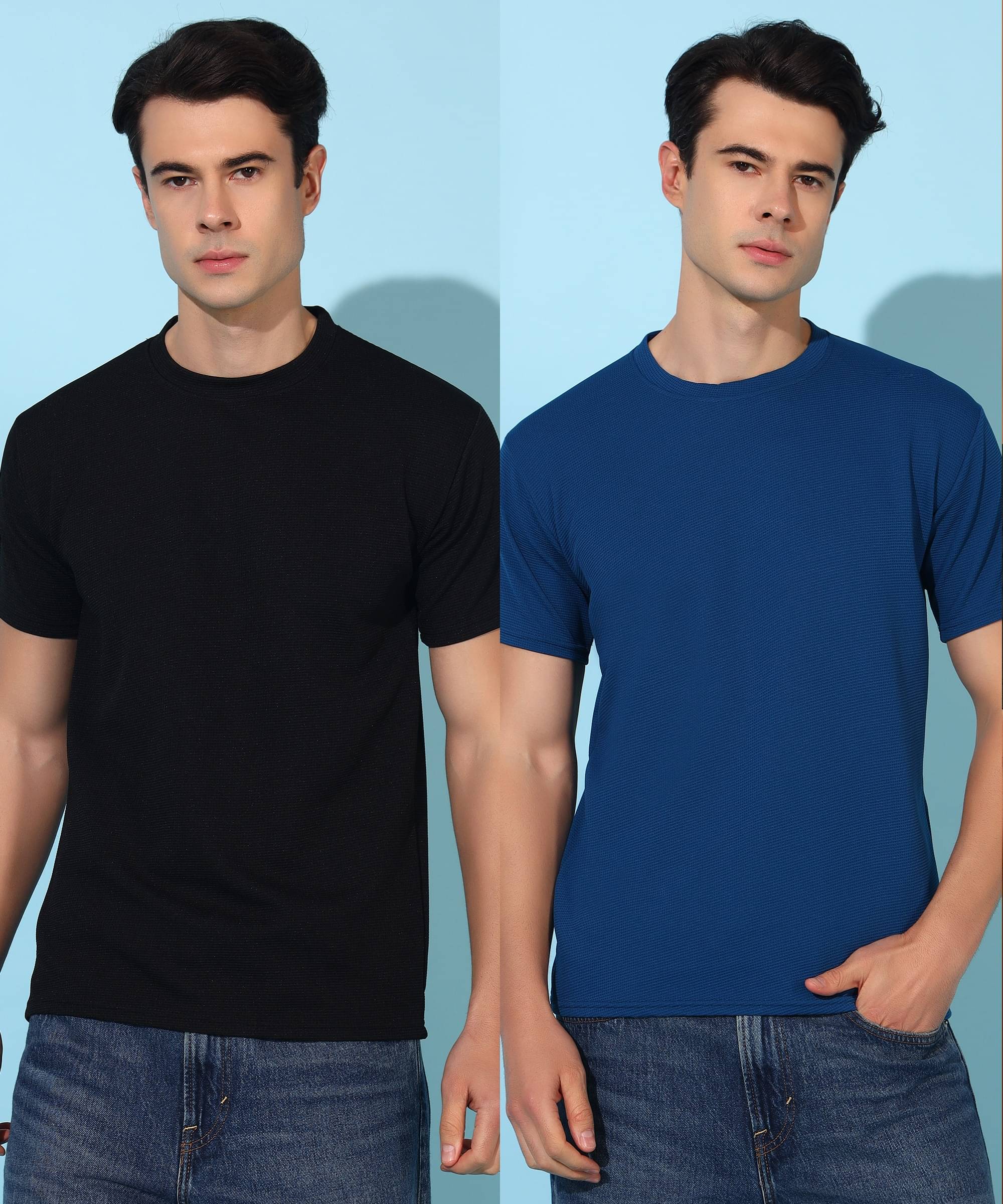 Christy World Polyester Regular Fit Solid Half Sleeves Men's Round T-Shirt - Multicolor ( Pack of 2 ) Christy World Polyester Regular Fit Solid Half Sleeves Men's Round T-Shirt - Multicolor ( Pack of 2 )
