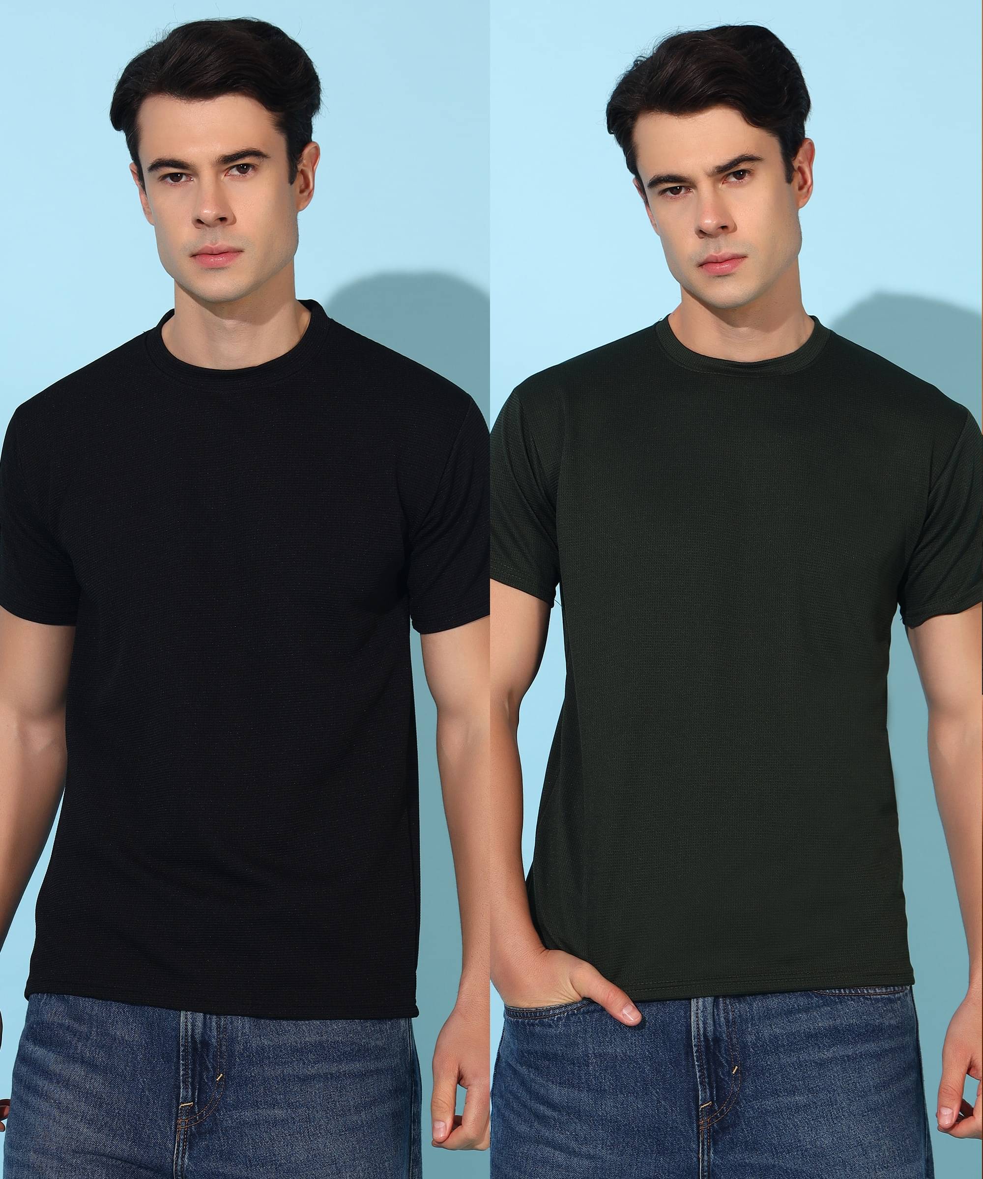 Christy World Polyester Regular Fit Solid Half Sleeves Men's Round T-Shirt - Multicolor ( Pack of 2 ) Christy World Polyester Regular Fit Solid Half Sleeves Men's Round T-Shirt - Multicolor ( Pack of 2 )