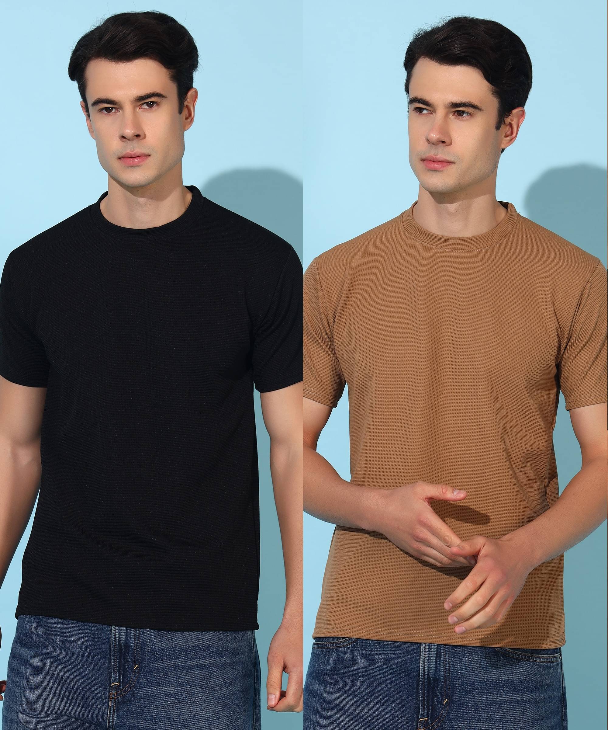 Christy World Polyester Regular Fit Solid Half Sleeves Men's Round T-Shirt - Multicolor ( Pack of 2 ) Christy World Polyester Regular Fit Solid Half Sleeves Men's Round T-Shirt - Multicolor ( Pack of 2 )