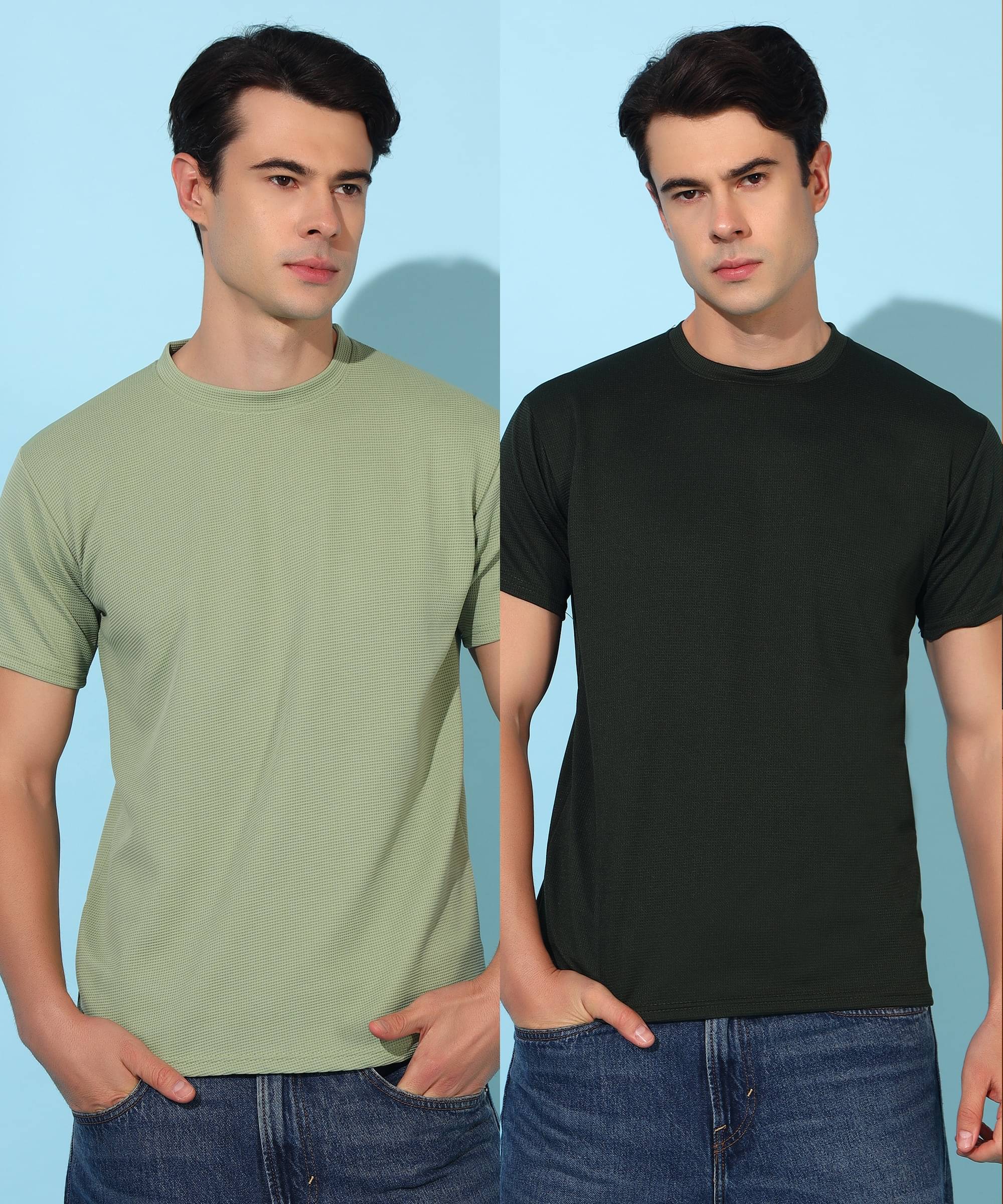 Christy World Polyester Regular Fit Solid Half Sleeves Men's Round T-Shirt - Multicolor ( Pack of 2 ) Christy World Polyester Regular Fit Solid Half Sleeves Men's Round T-Shirt - Multicolor ( Pack of 2 )