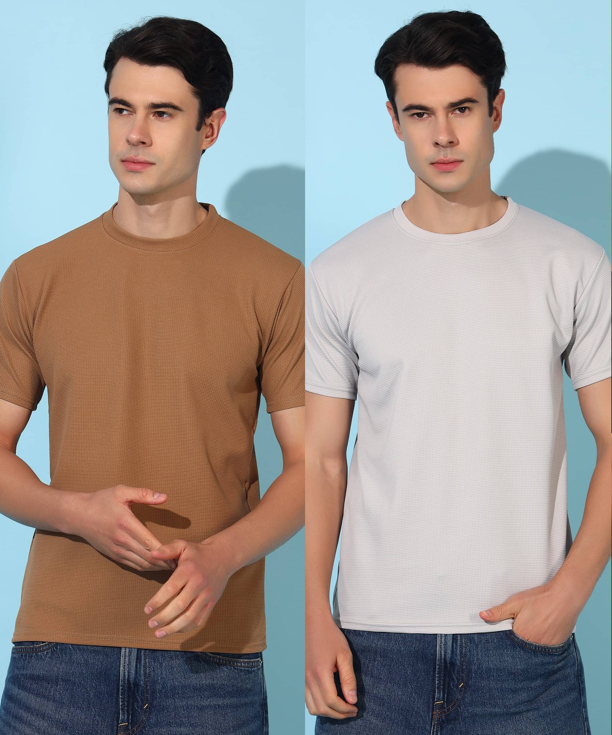 Christy World Polyester Regular Fit Solid Half Sleeves Men's Round T-Shirt - Multicolor ( Pack of 2 ) Christy World Polyester Regular Fit Solid Half Sleeves Men's Round T-Shirt - Multicolor ( Pack of 2 )