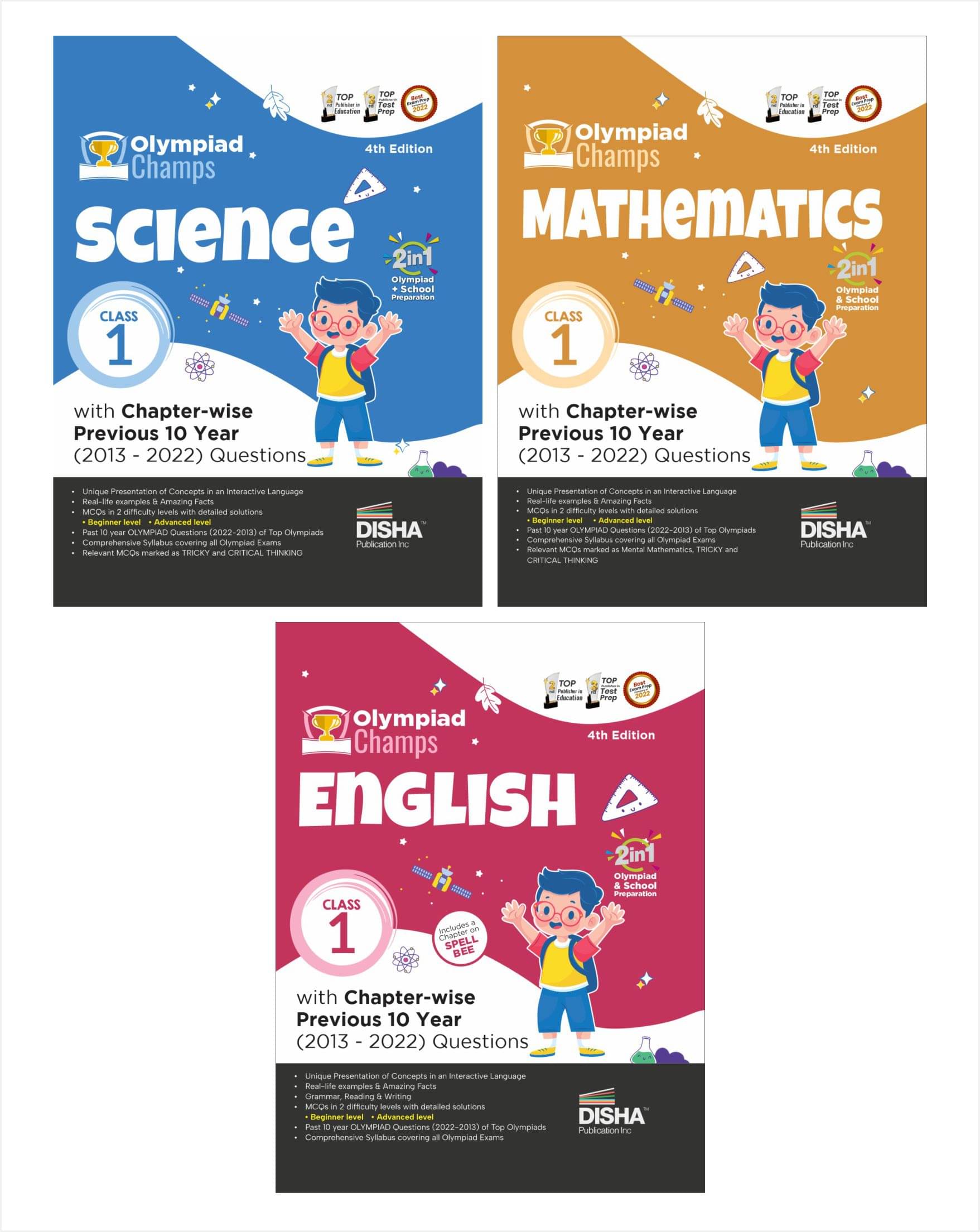 Class 1 Olympiad Champs Combo (set of 3 books) Science, Mathematics, English with Chapter-wise Previous 10 Year (2013 - 2022) Questions 4th Edition | Complete Prep Guide with Theory, PYQs, Past & Practice Exercise Class 1 Olympiad Champs Combo (set of 3 books) Science, Mathematics, English with Chapter-wise Previous 10 Year (2013 - 2022) Questions 4th Edition | Complete Prep Guide with Theory, PYQs, Past & Practice Exercise