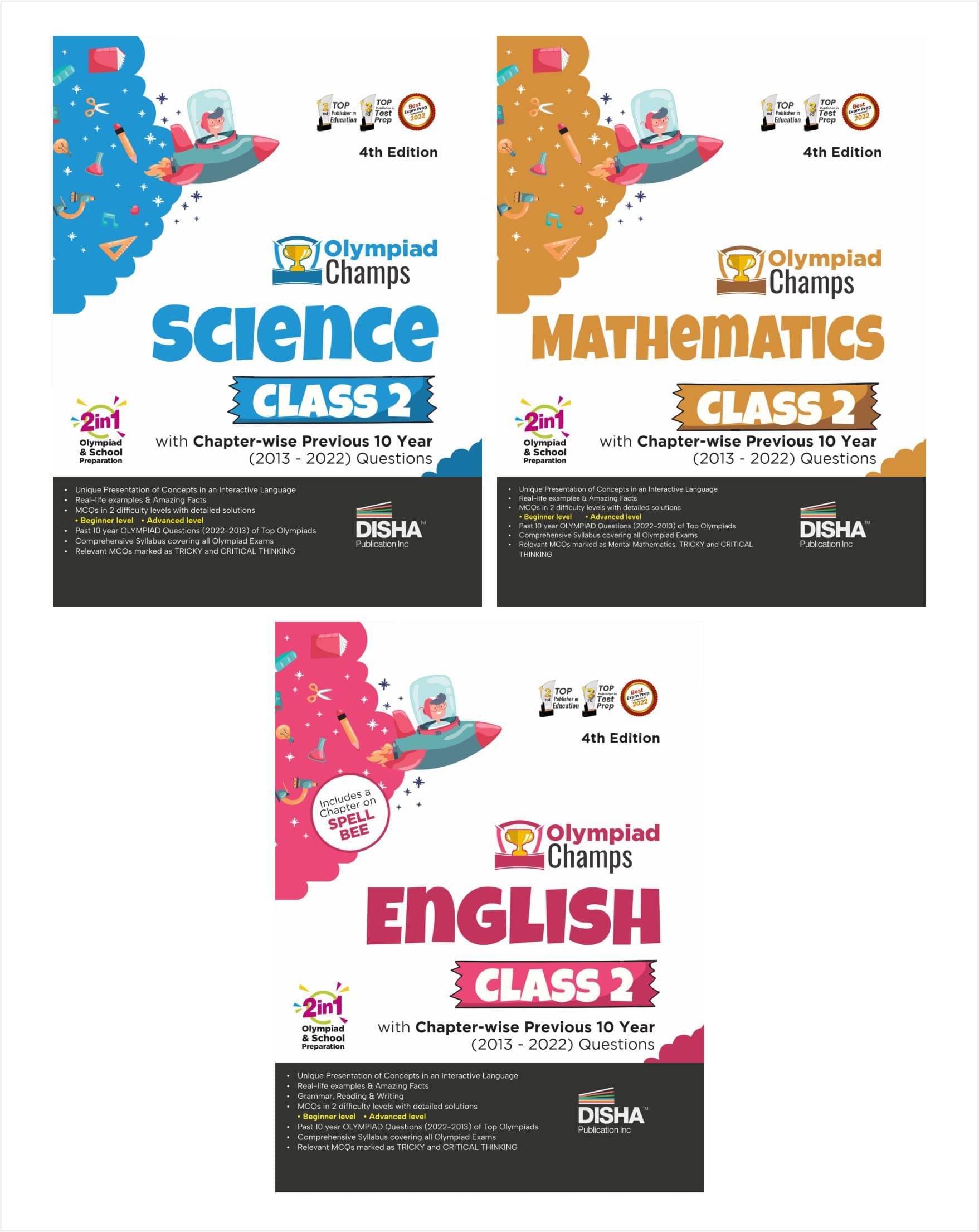 Class 2 Olympiad Champs Combo (set of 3 books) Science, Mathematics, English with Chapter-wise Previous 10 Year (2013 - 2022) Questions 4th Edition | Complete Prep Guide with Theory, PYQs, Past & Practice Exercise Class 2 Olympiad Champs Combo (set of 3 books) Science, Mathematics, English with Chapter-wise Previous 10 Year (2013 - 2022) Questions 4th Edition | Complete Prep Guide with Theory, PYQs, Past & Practice Exercise