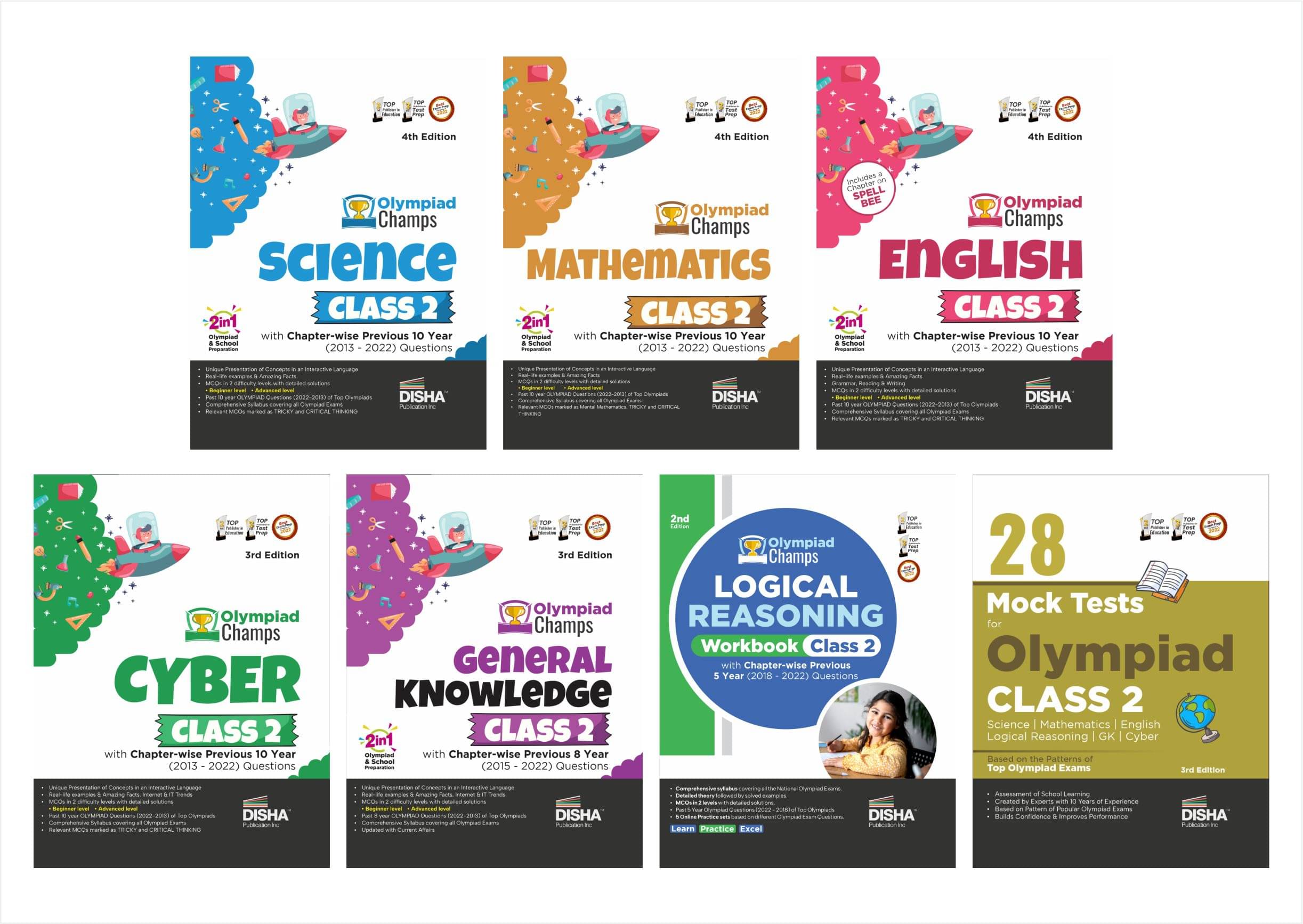 Class 2 Olympiad Champs Combo (set of 7 books) Science, Mathematics, English, Logical Reasoning, Cyber & GK with 28 Mock Tests 3rd Edition | Chapter-wise Previous 10 Year (2013 - 2022) Questions Class 2 Olympiad Champs Combo (set of 7 books) Science, Mathematics, English, Logical Reasoning, Cyber & GK with 28 Mock Tests 3rd Edition | Chapter-wise Previous 10 Year (2013 - 2022) Questions