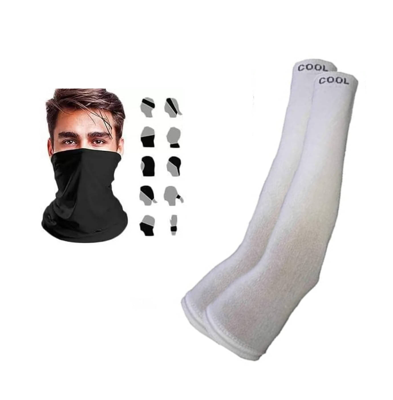 Combo of Unisex Motorcycle Riding Bandana and Cotton Sports Arm Sleeves (1 Black Bandana and 1 Arm Sleeves) Combo of Unisex Motorcycle Riding Bandana and Cotton Sports Arm Sleeves (1 Black Bandana and 1 Arm Sleeves)