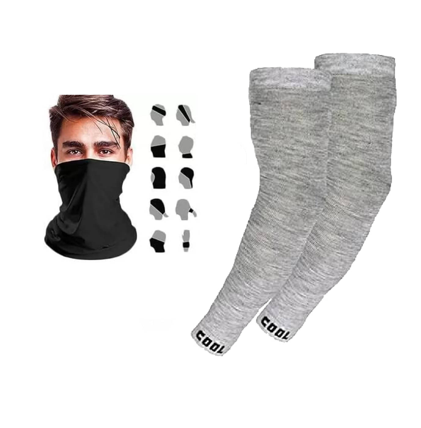 Combo of Unisex Motorcycle Riding Bandana and Cotton Sports Arm Sleeves (1 Black Bandana and 1 Arm Sleeves) Combo of Unisex Motorcycle Riding Bandana and Cotton Sports Arm Sleeves (1 Black Bandana and 1 Arm Sleeves)