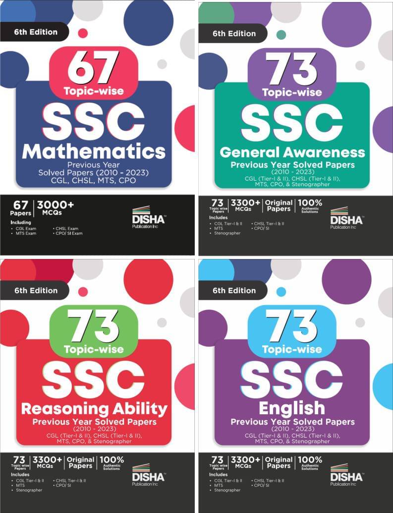 Combo (set of 4 Books) 73 Topic-wise SSC Mathematics, English, Reasoning Ability & General Awareness Previous Year Solved Papers (2010 - 2024) - CGL ( Combo (set of 4 Books) 73 Topic-wise SSC Mathematics, English, Reasoning Ability & General Awareness Previous Year Solved Papers (2010 - 2024) - CGL (
