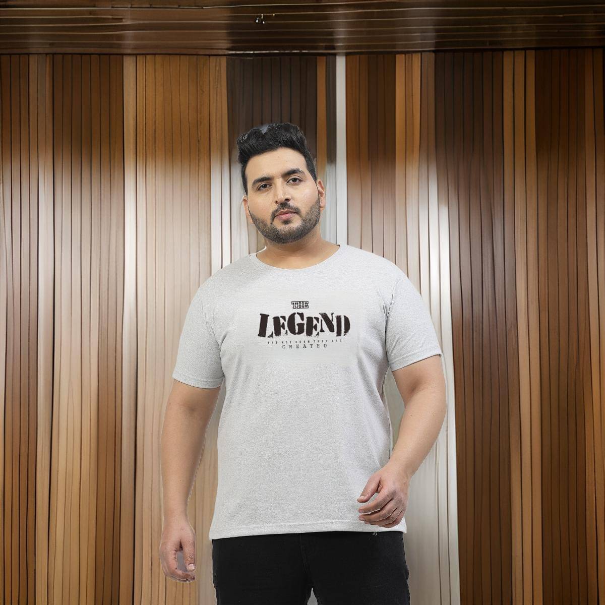     			DAAWEAR OUTFITS Cotton Regular Fit Printed Half Sleeves Men's Round T-Shirt - Grey ( Pack of 1 )