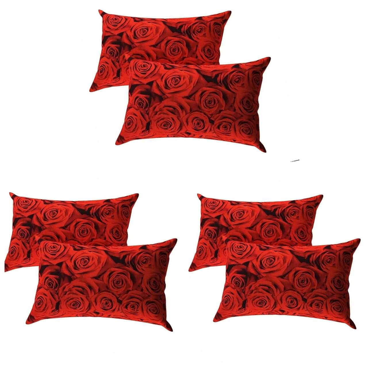     			Divvay Homes Set of 6 Synthetic Textured Rectangular Cushion Cover (40X65)cm - Red