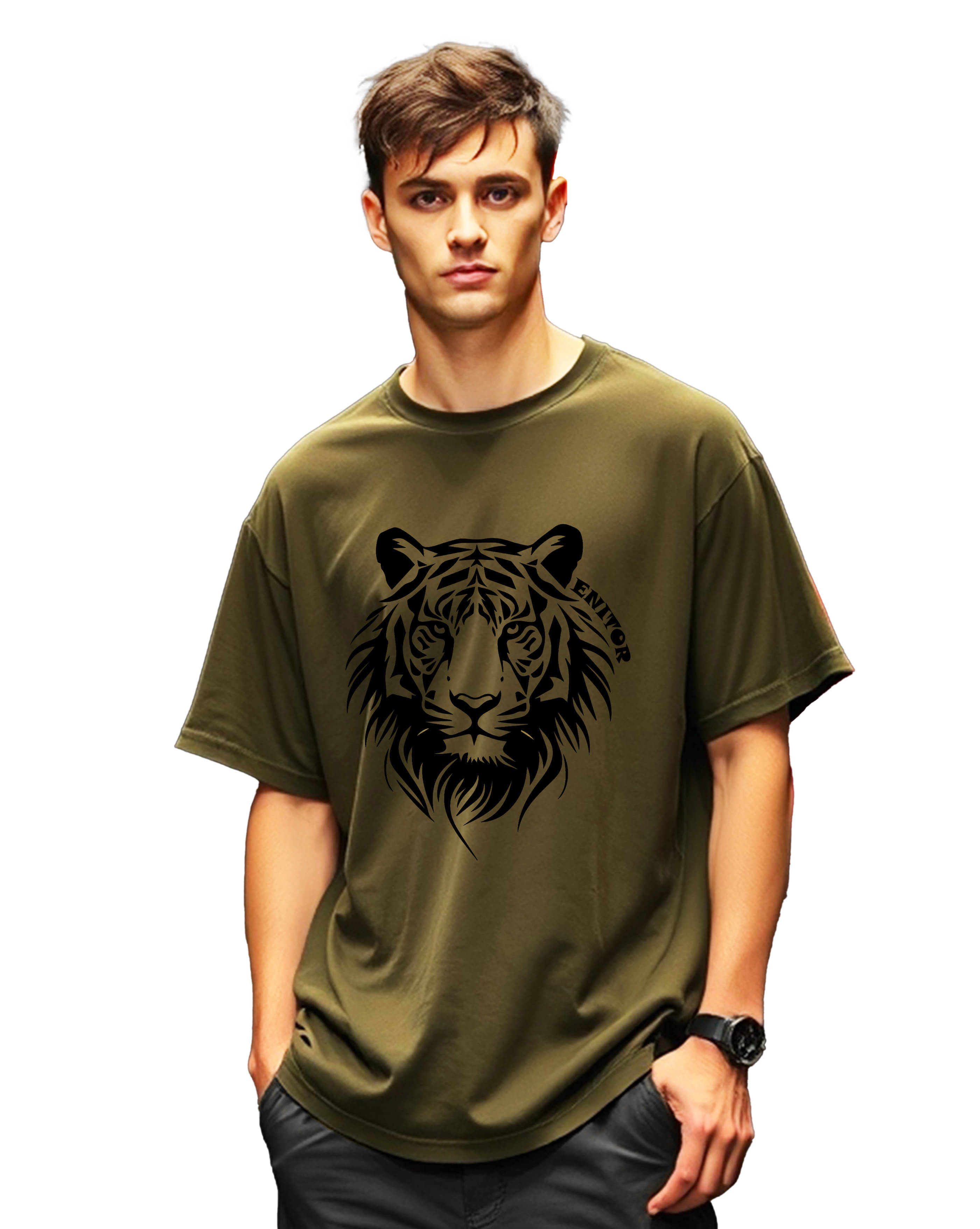 ENITOR Cotton Oversized Fit Printed Half Sleeves Men's Round T-Shirt - Green ( Pack of 1 ) ENITOR Cotton Oversized Fit Printed Half Sleeves Men's Round T-Shirt - Green ( Pack of 1 )