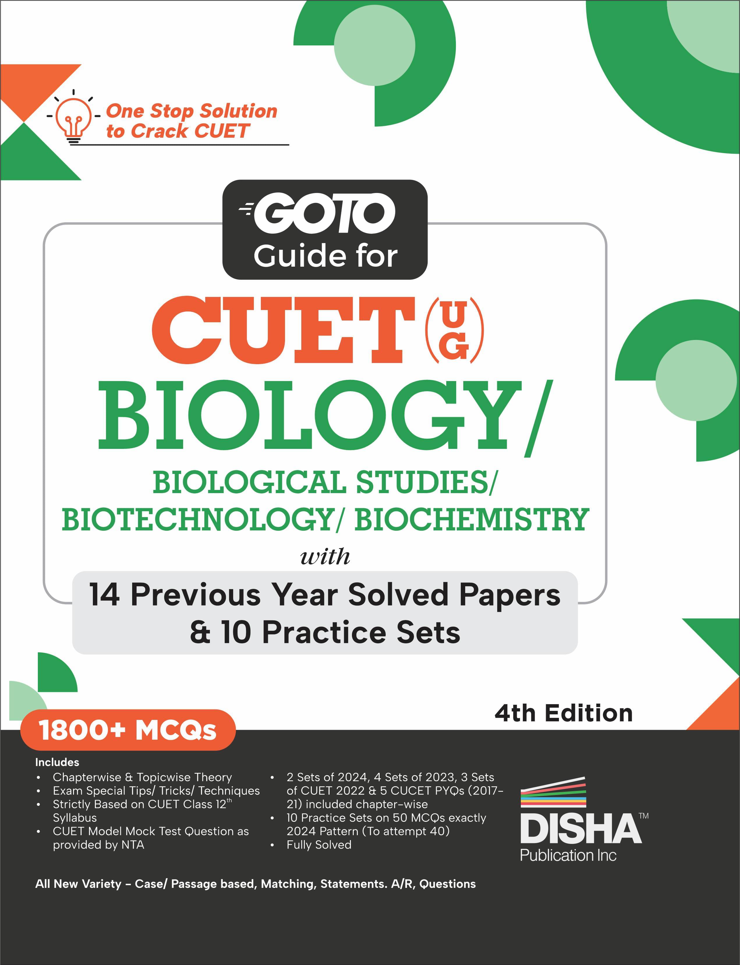     			Go To Guide for CUET (UG) Biology/ Biological Studies/ Biotechnology/ Biochemistry with 14 Previous Year Solved Papers & 10 Practice Sets 4th Edition
