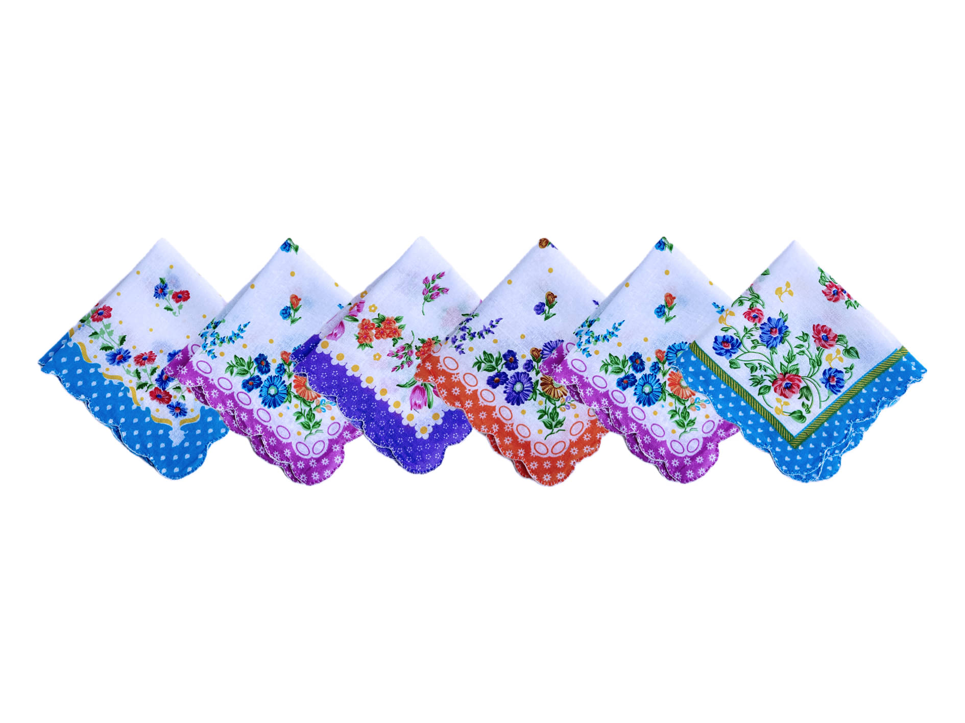 Gopika Handkerchiefs Women'S Multiolor Border Floral pattern 100% Pure Cotton Handkerchief | Hanky For Women | Pack of 6 Gopika Handkerchiefs Women'S Multiolor Border Floral pattern 100% Pure Cotton Handkerchief | Hanky For Women | Pack of 6