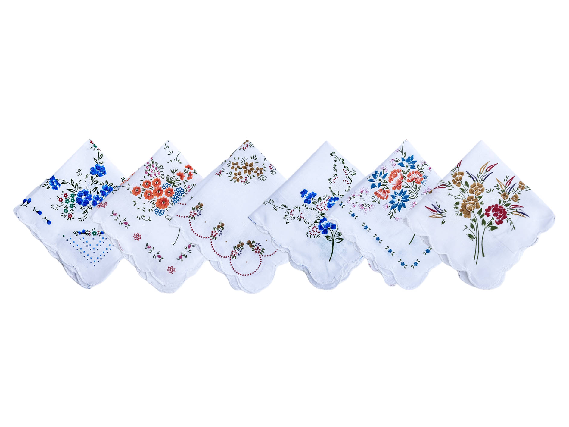 Gopika Handkerchiefs Women'S White Multicolor Floral 100% Pure Cotton Handkerchief | Hanky For Women | Pack of 6 Gopika Handkerchiefs Women'S White Multicolor Floral 100% Pure Cotton Handkerchief | Hanky For Women | Pack of 6