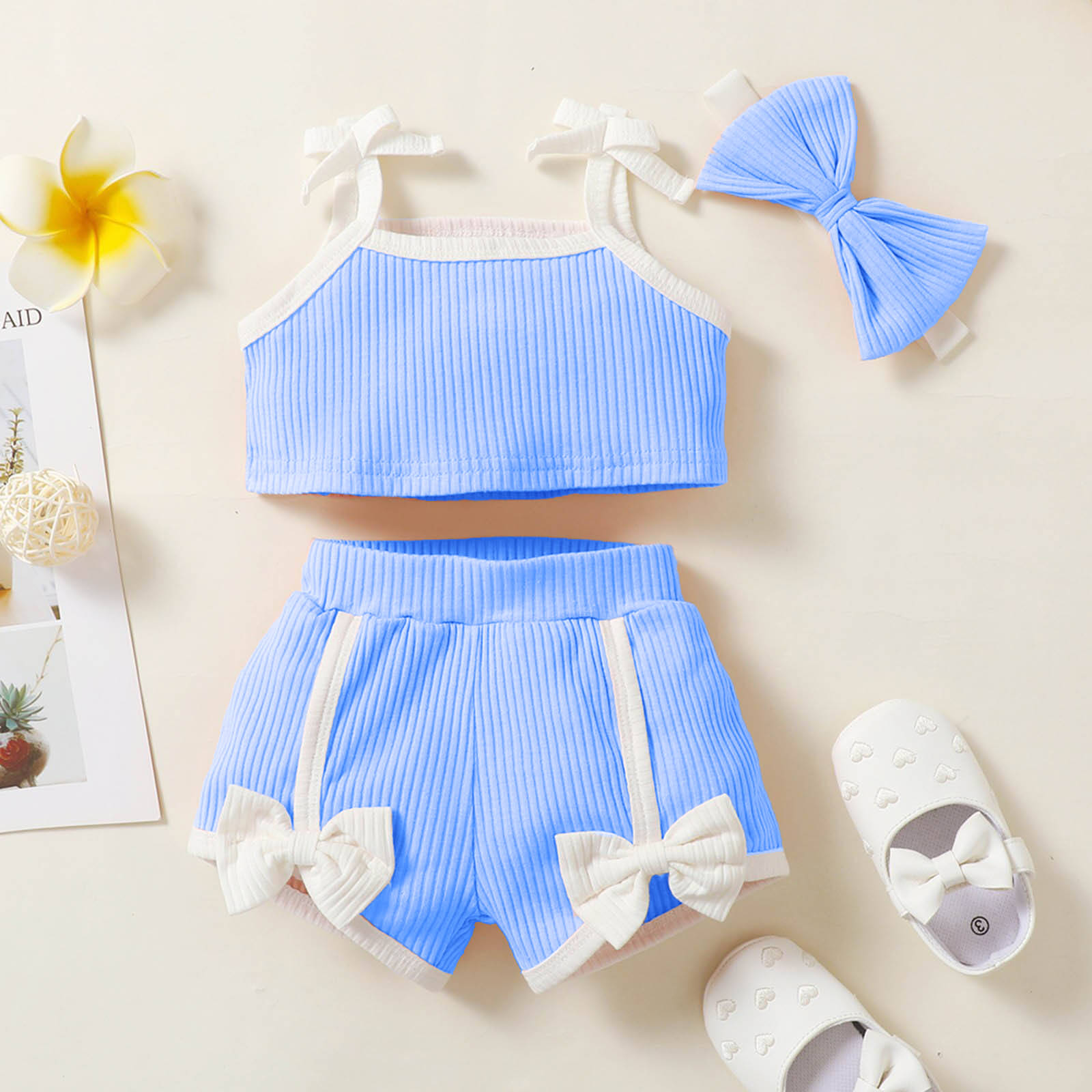     			House Of Common Pack of 1 Girls Cotton Blend T-shirt & Shorts ( Light Blue )