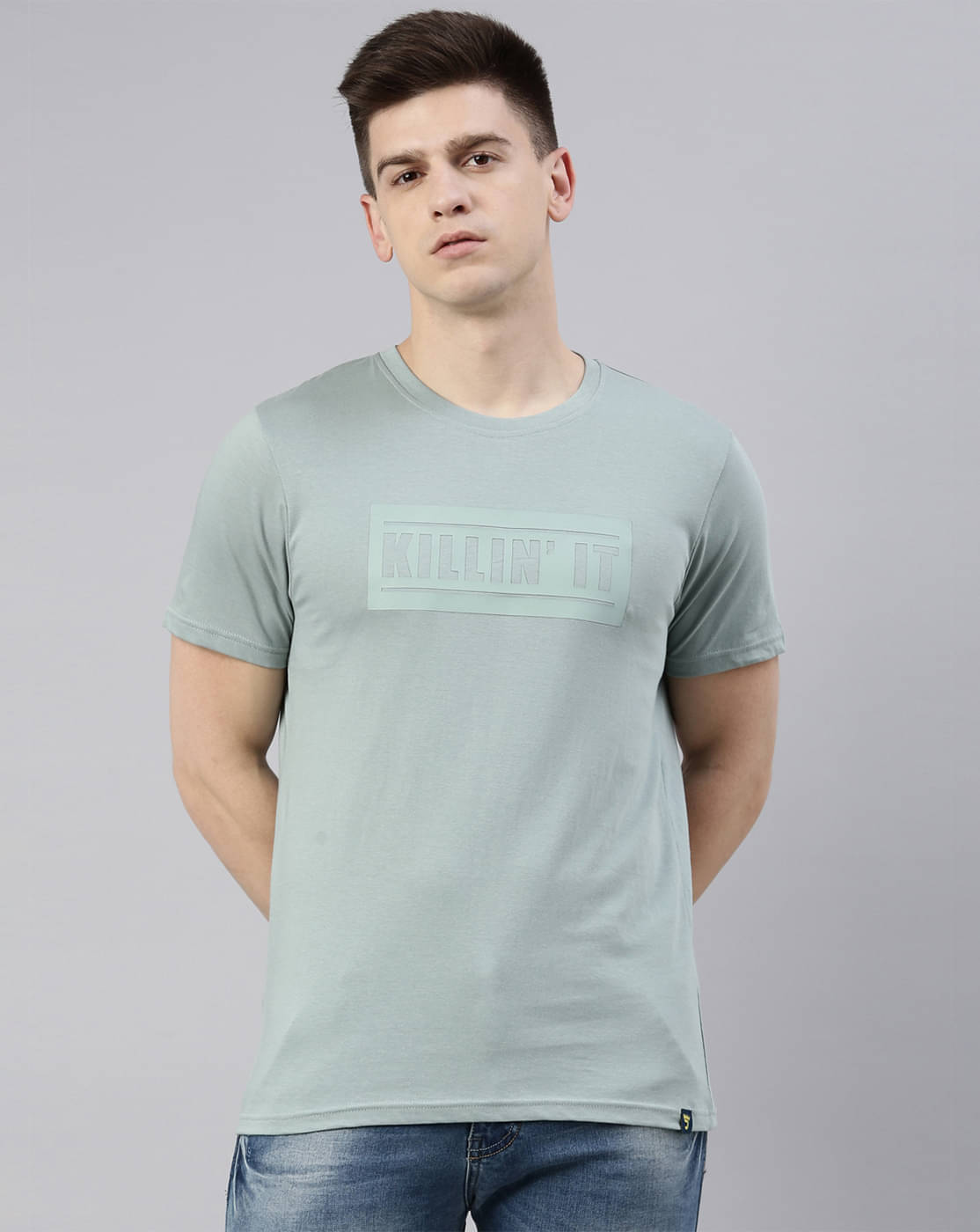 Joven Cotton Regular Fit Printed Half Sleeves Men's Round T-Shirt - Green ( Pack of 1 ) Joven Cotton Regular Fit Printed Half Sleeves Men's Round T-Shirt - Green ( Pack of 1 )