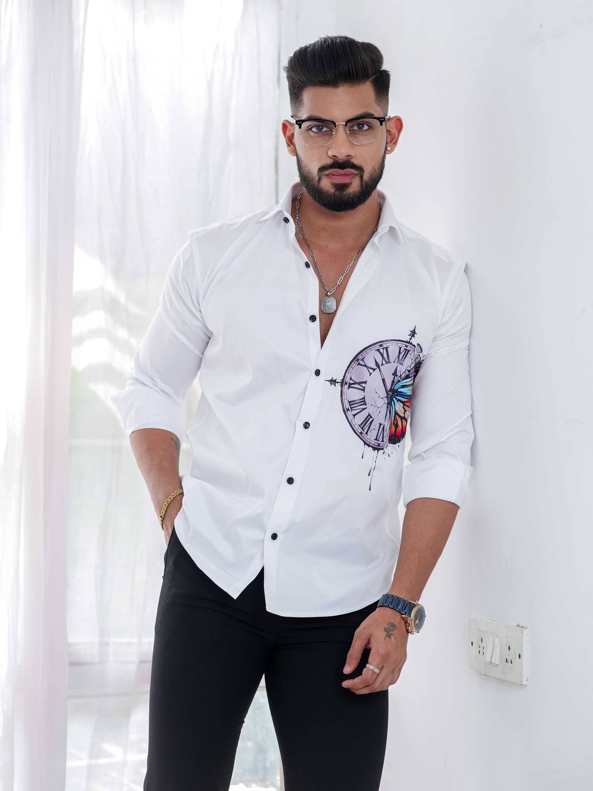     			KITWELL Cotton Blend Regular Fit Printed Full Sleeves Men's Casual Shirt - White ( Pack of 1 )