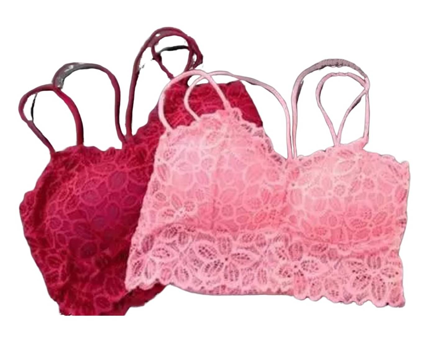 Kamini Pack of 2 Lace Lightly Padded Bralette Bra For Women ( Multicolor15 )     			Kamini Pack of 2 Lace Lightly Padded Bralette Bra For Women ( Multicolor15 )