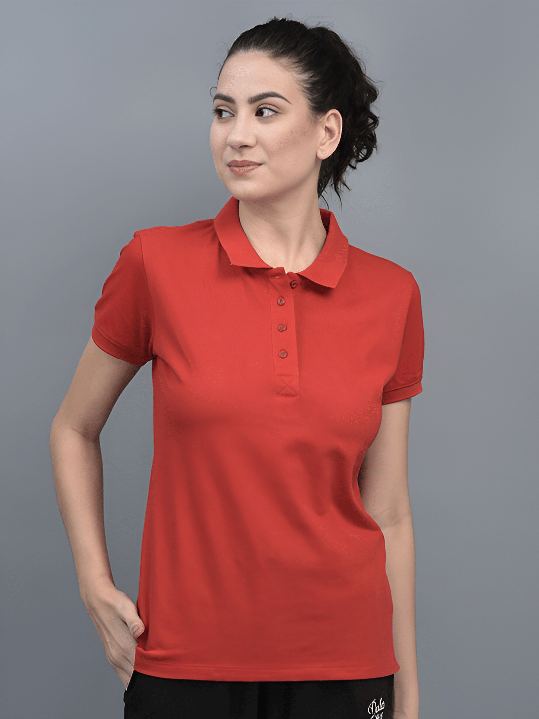 MAYKR Women Cotton Blend Solid Regular Fit Polo Collar T-Shirt ( Red ) MAYKR Women Cotton Blend Solid Regular Fit Polo Collar T-Shirt ( Red )
