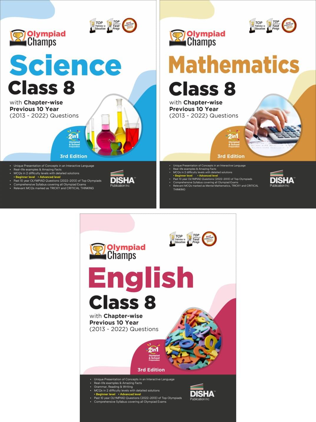 Olympiad Champs Science, Mathematics, English Class 8 with Past Questions 5th Edition (Set of 3 Books) Olympiad Champs Science, Mathematics, English Class 8 with Past Questions 5th Edition (Set of 3 Books)