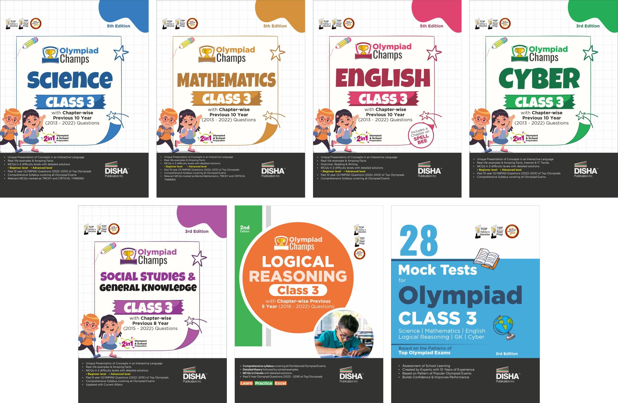 Olympiad Champs Science, Mathematics, English, Logical Reasoning, Cyber & GK Class 3 with Previous Year Questions & 28 Mock Tests (set of 7 books) 3rd Edition Olympiad Champs Science, Mathematics, English, Logical Reasoning, Cyber & GK Class 3 with Previous Year Questions & 28 Mock Tests (set of 7 books) 3rd Edition