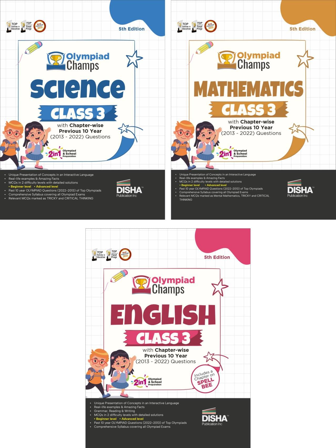 Olympiad Champs Science, Mathematics, English Class 3 with Previous 10 Year (2013 - 2022) Questions 5th Edition (set of 3 books) Olympiad Champs Science, Mathematics, English Class 3 with Previous 10 Year (2013 - 2022) Questions 5th Edition (set of 3 books)