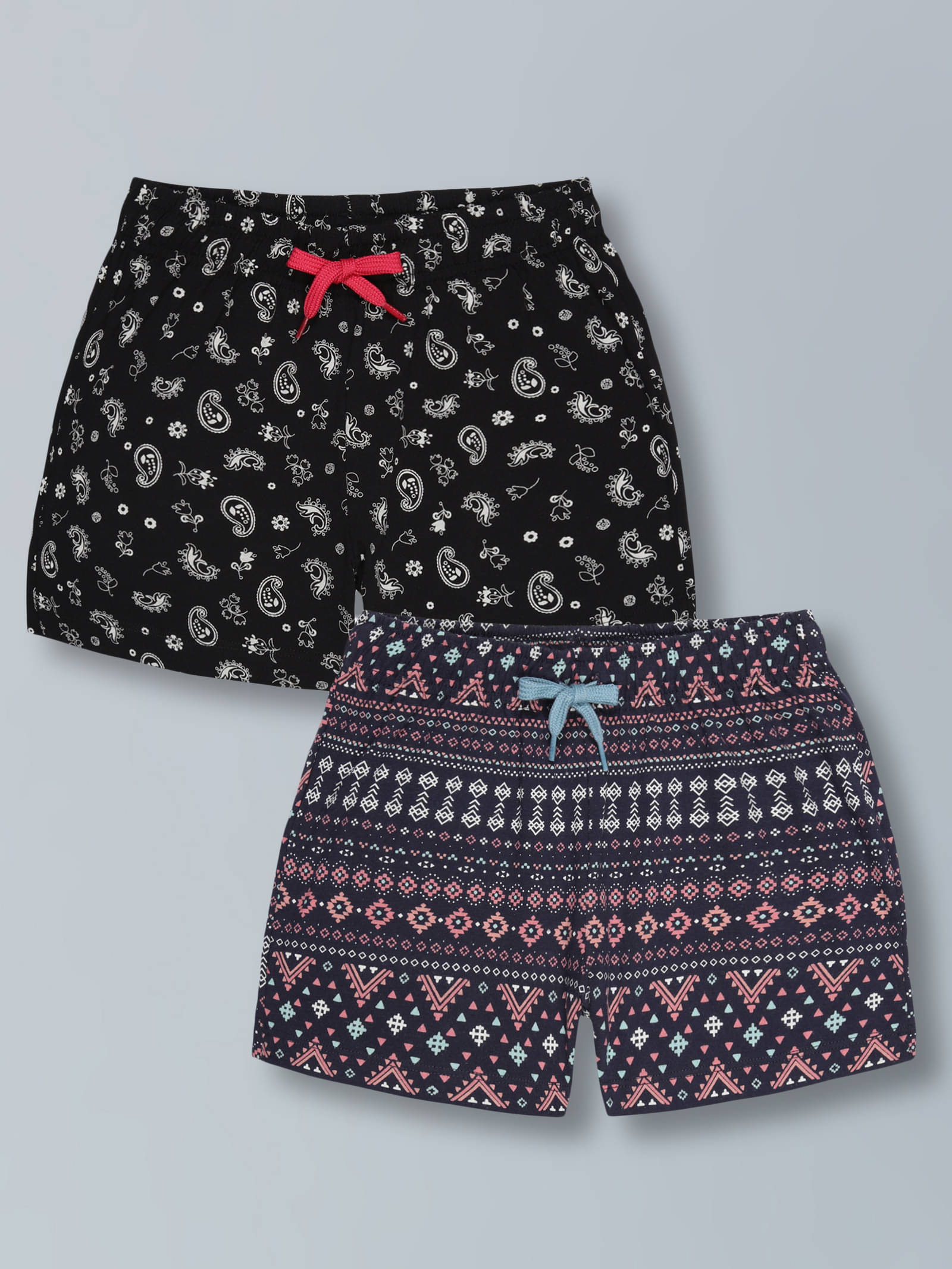     			PLUM TREE Pack of 2 Girls Cotton Shorts ( Black )