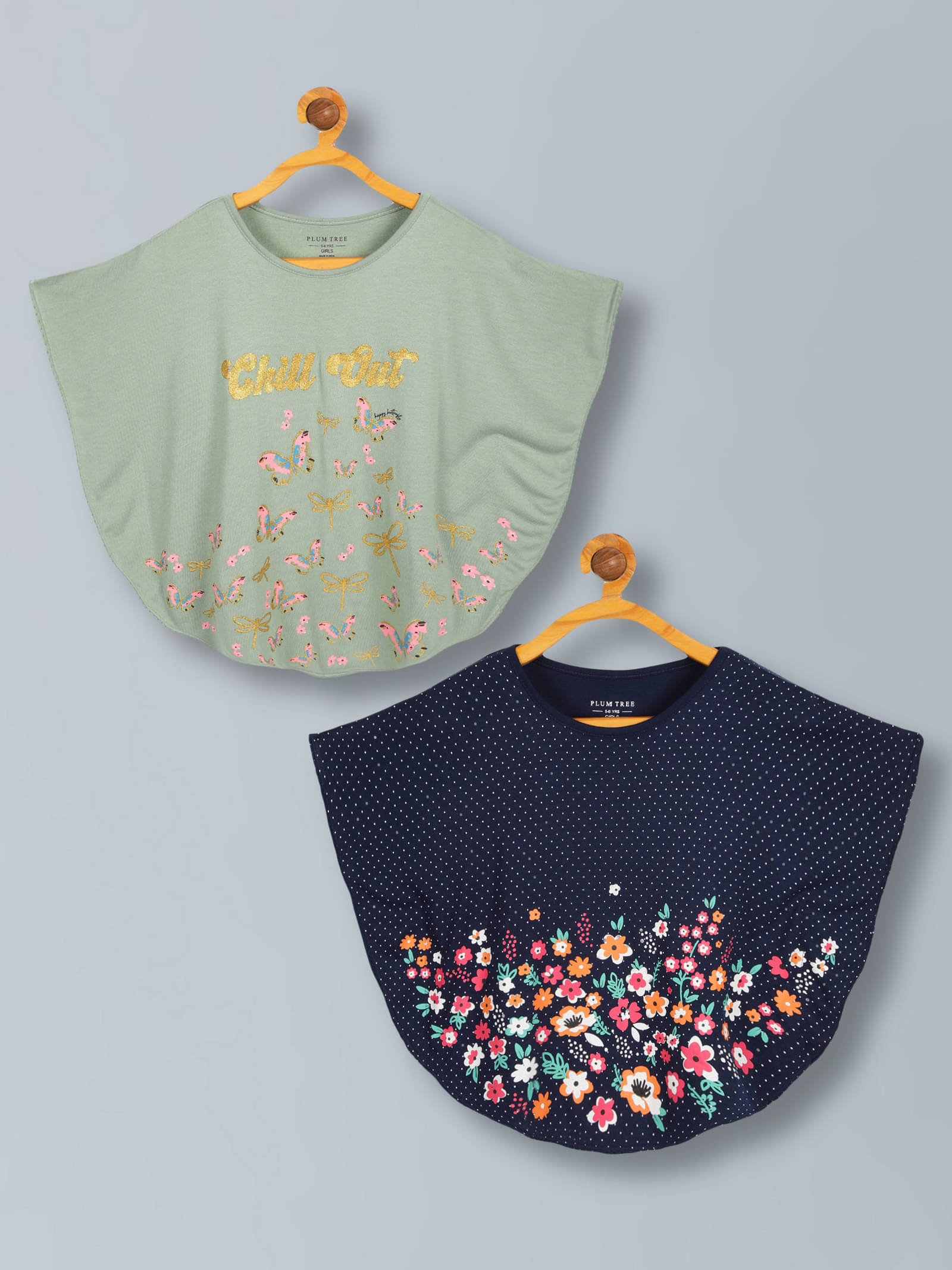     			PLUM TREE Pack of 2 Girls Viscose Top ( Green )