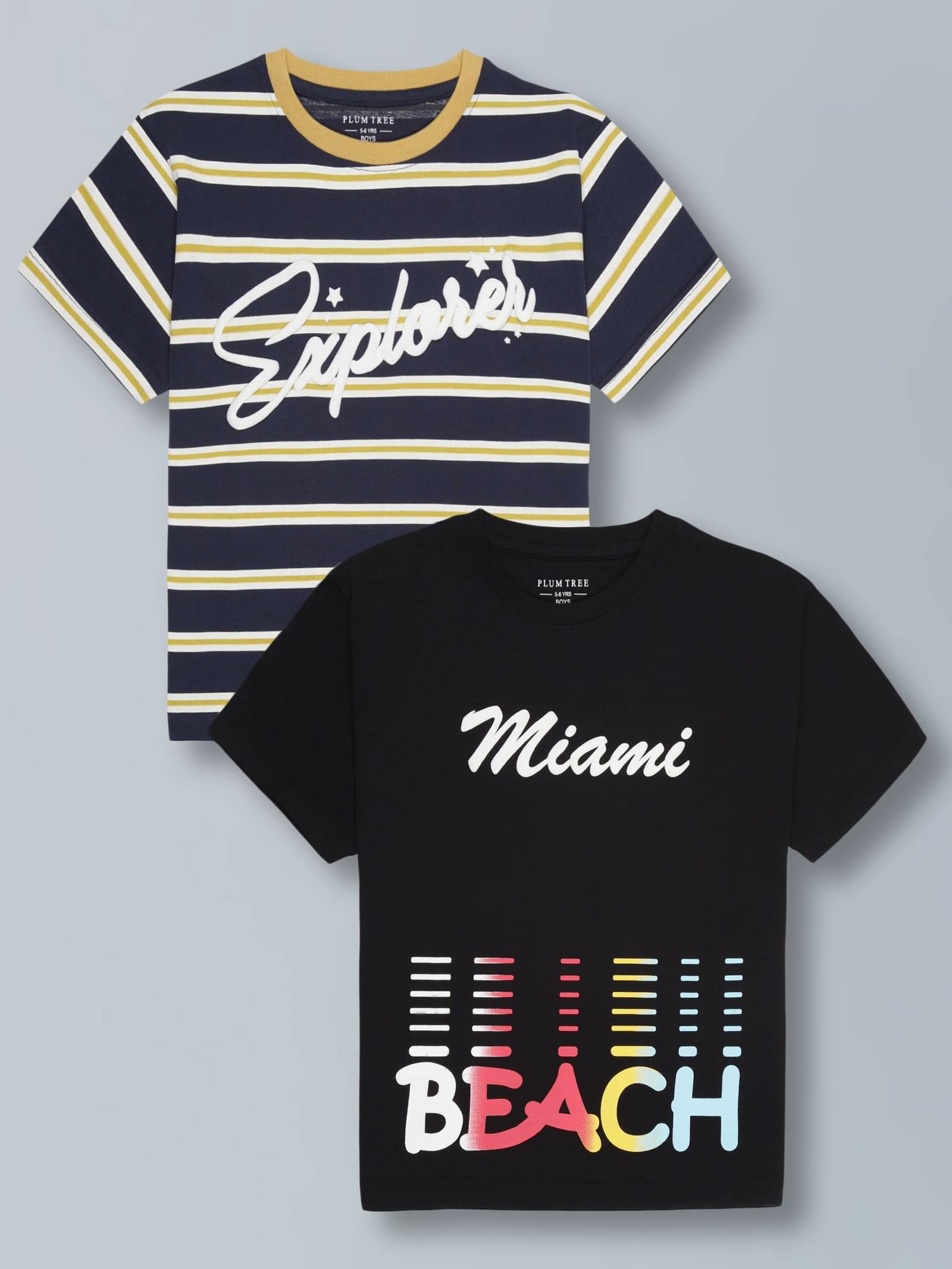     			PLUM TREE Pack of 1 Boys Cotton T-Shirt ( Black )