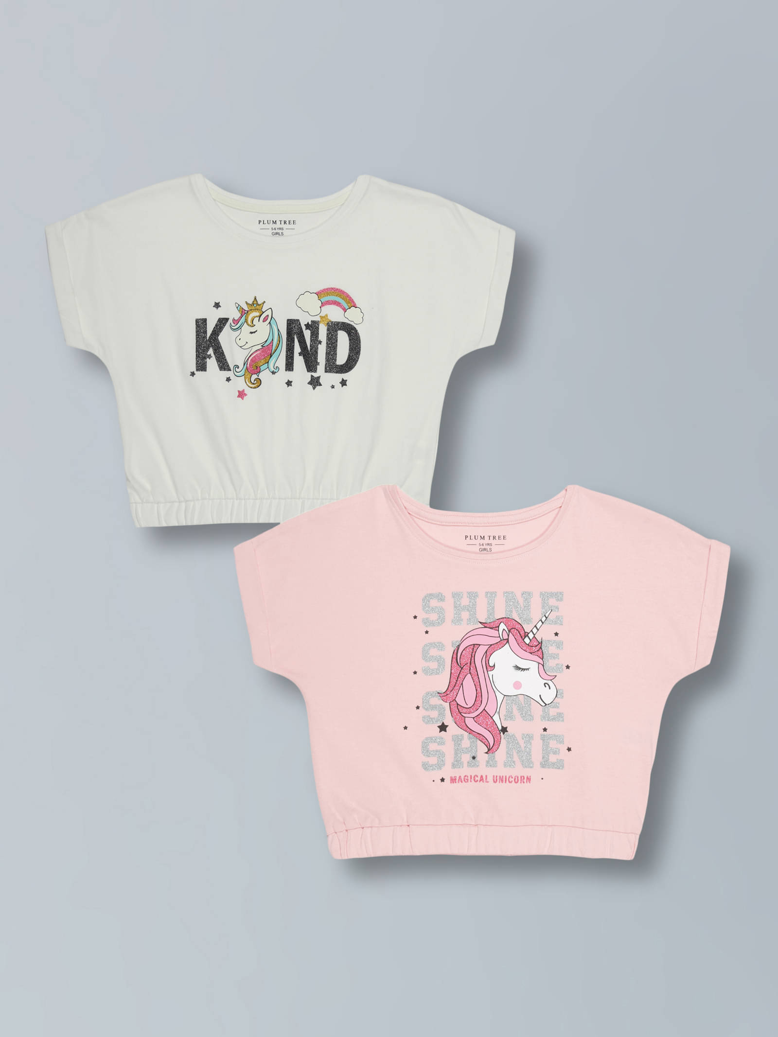     			PLUM TREE Pack of 2 Girls 100% Cotton Top ( White )