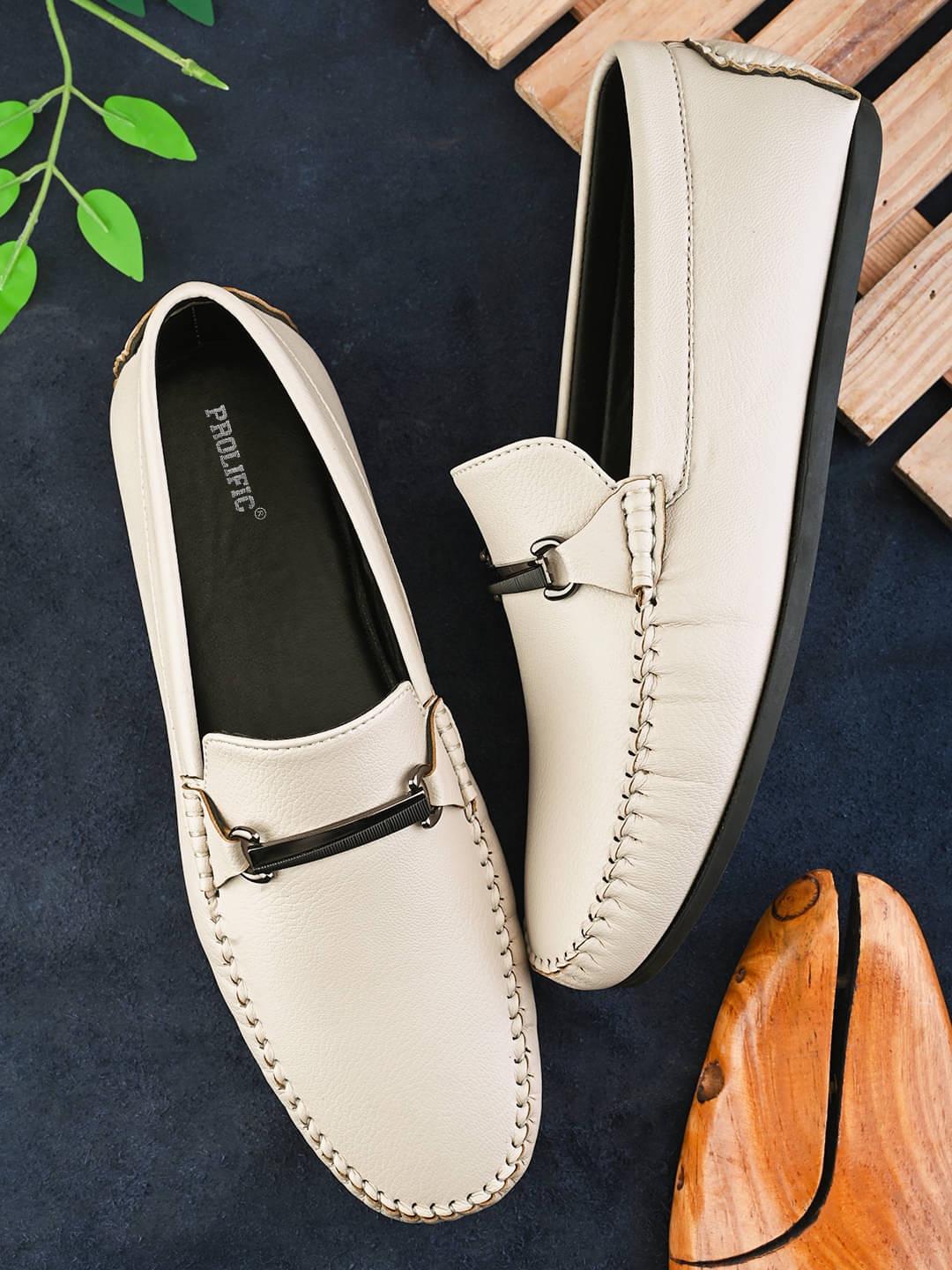 Prolific MH-CM231 Cream Men's Slip-on Shoes     			Prolific MH-CM231 Cream Men's Slip-on Shoes