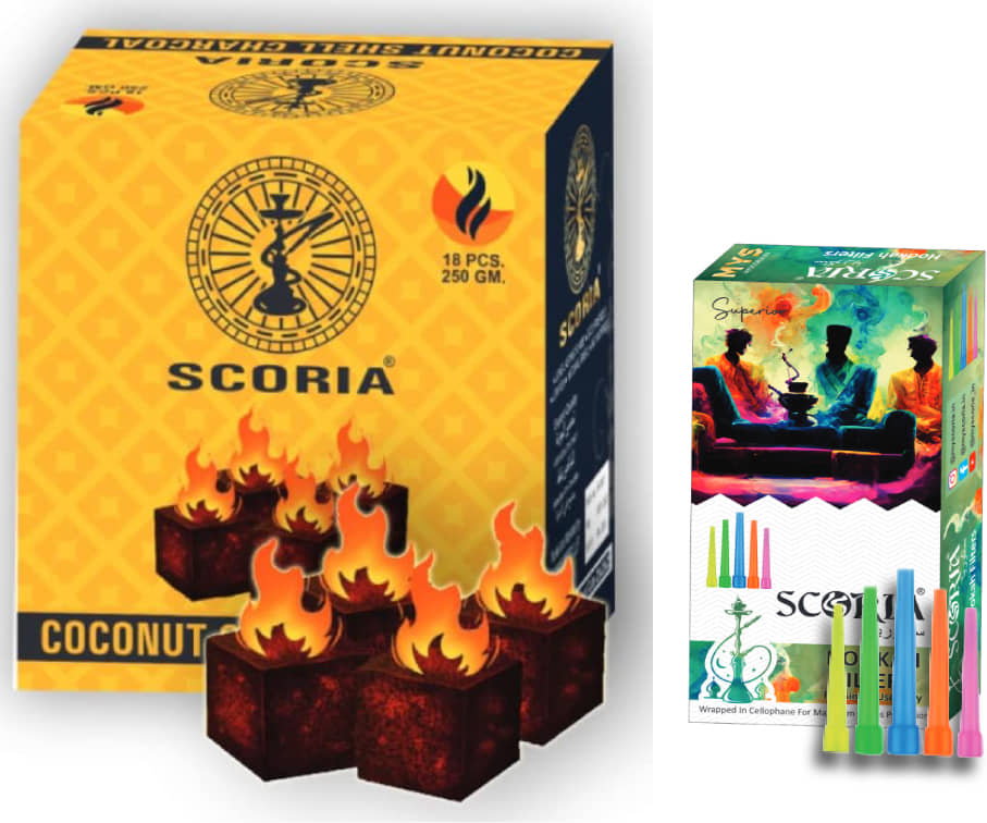 SCORIA Premium Quality Hookah Coconut Coal 250GM & 1 Hookah Mouth Tip Box(Pack of 2)
