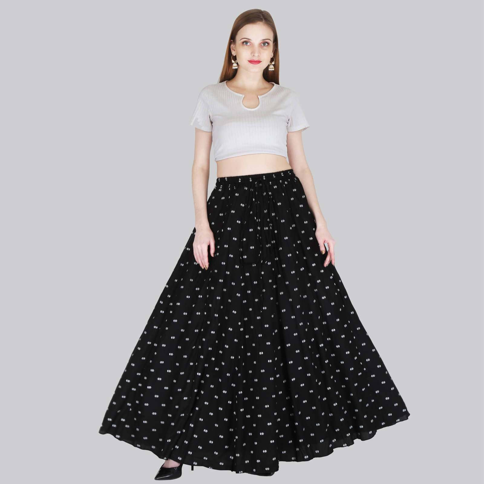     			Sttoffa Black Rayon Women's Flared Skirt ( Pack of 1 )