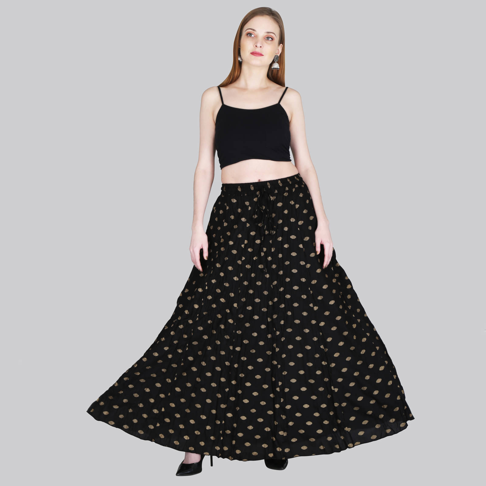     			Sttoffa Black Rayon Women's Flared Skirt ( Pack of 1 )