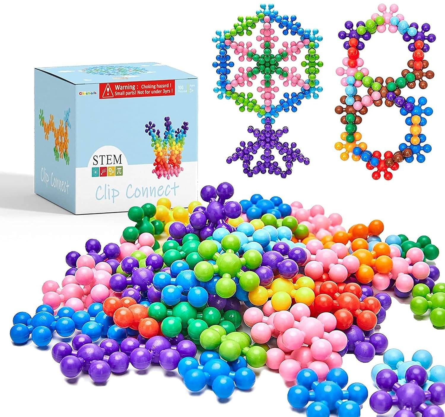     			Stysol 100 Pcs Building Blocks Stem Toys Educational Building Toys Discs Sets Snowflake Interlocking Solid Plastic Connecting Block Teaching Supplies for Preschool Boy and Girl Aged 3+ Learning Game