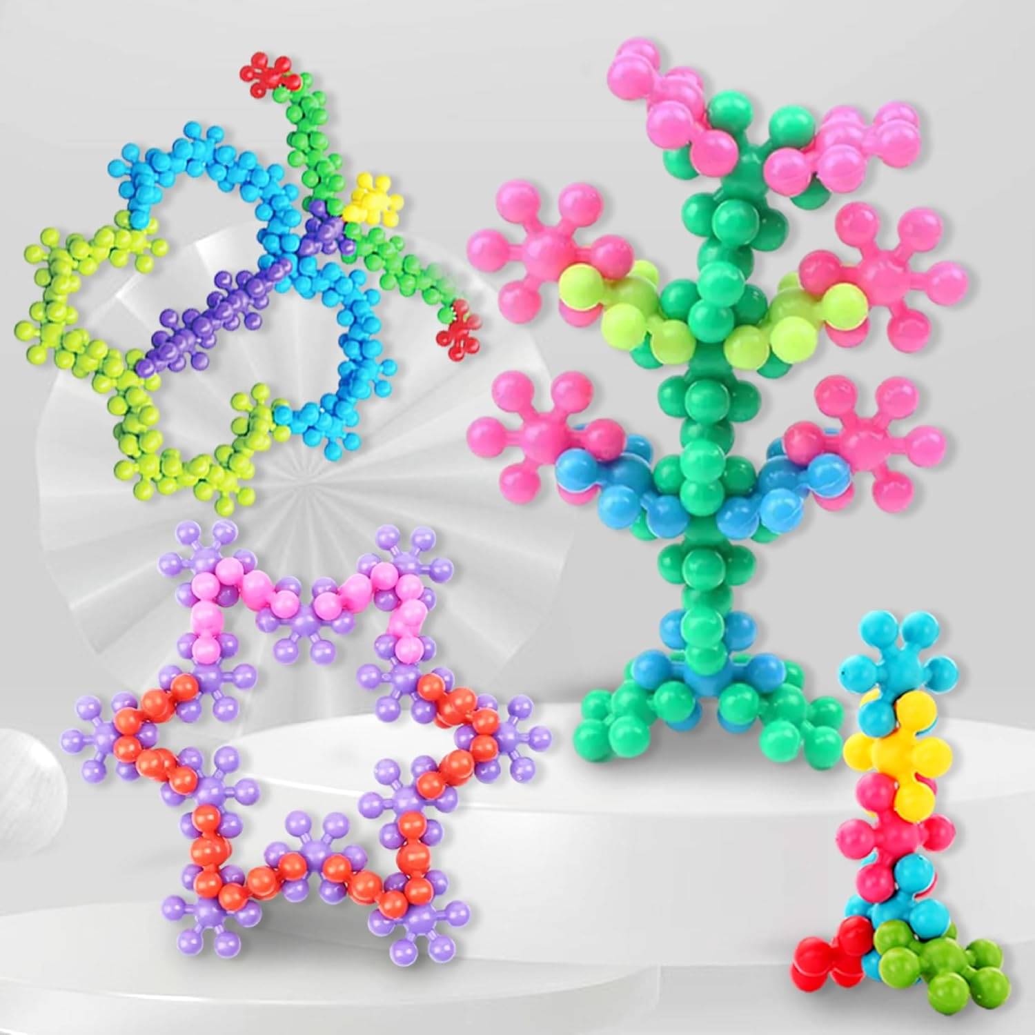     			Stysol 100pcs Plum Blossom 3D Flower Blocks DIY Interlocking Puzzle Plastic Construction Toys Educational Model All Packaged in Boxes