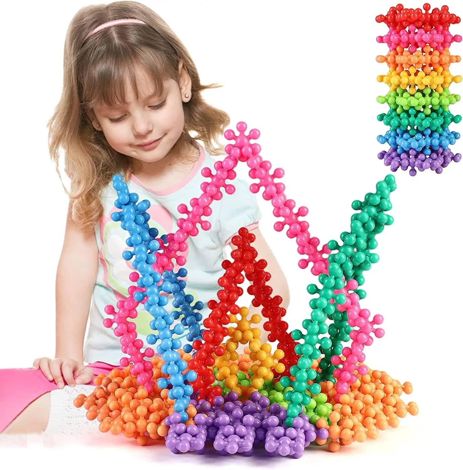     			Stysol Building Blocks Toys, 100pcs Blocks Toys, Plastic Building Discs Series, Snowflake Toy With Storage Box, Cog Toys For Kids, White