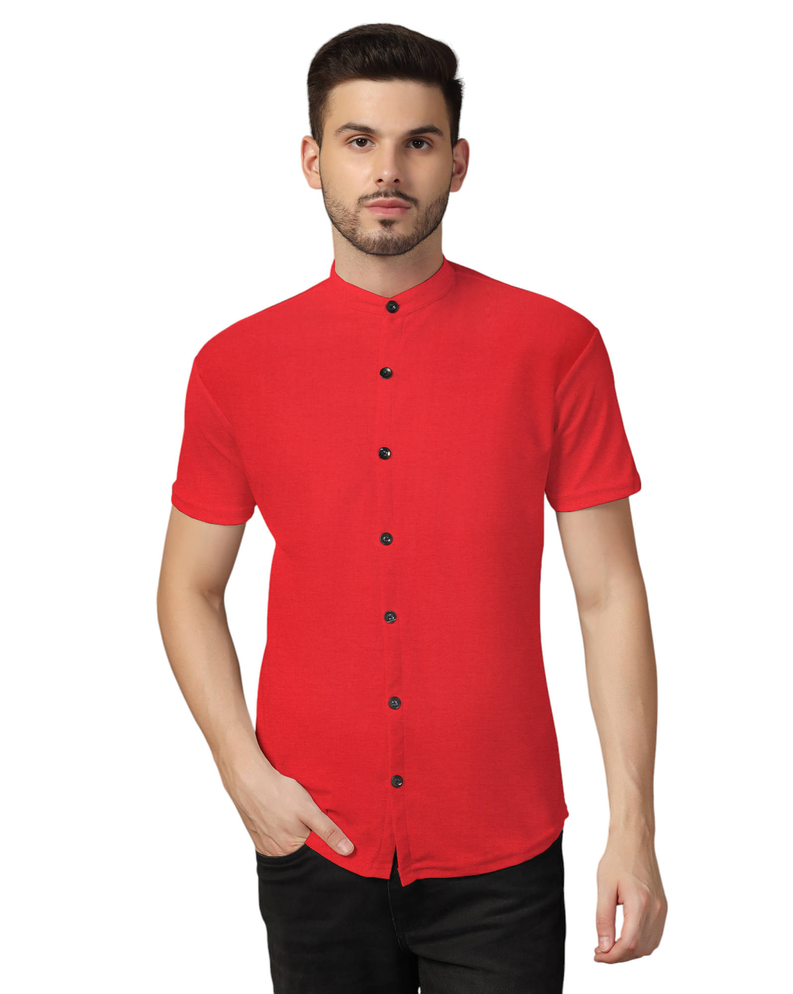     			Tfurnish Cotton Blend Regular Fit Solids Half Sleeves Men's Casual Shirt - Red ( Pack of 1 )