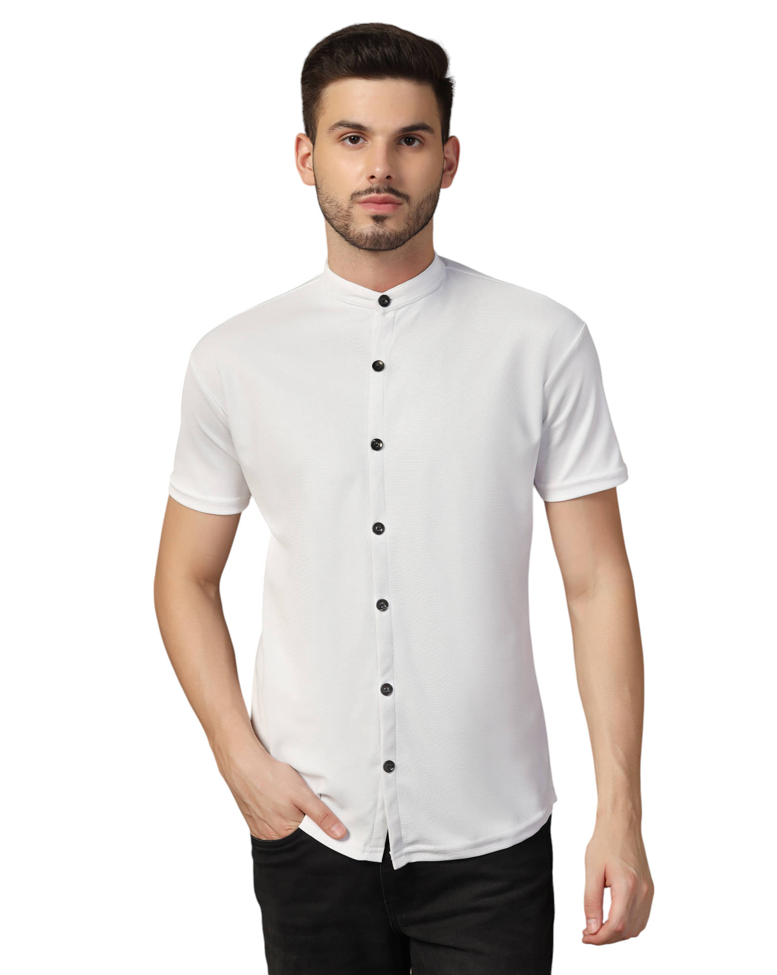     			Tfurnish Cotton Blend Regular Fit Solids Half Sleeves Men's Casual Shirt - White ( Pack of 1 )