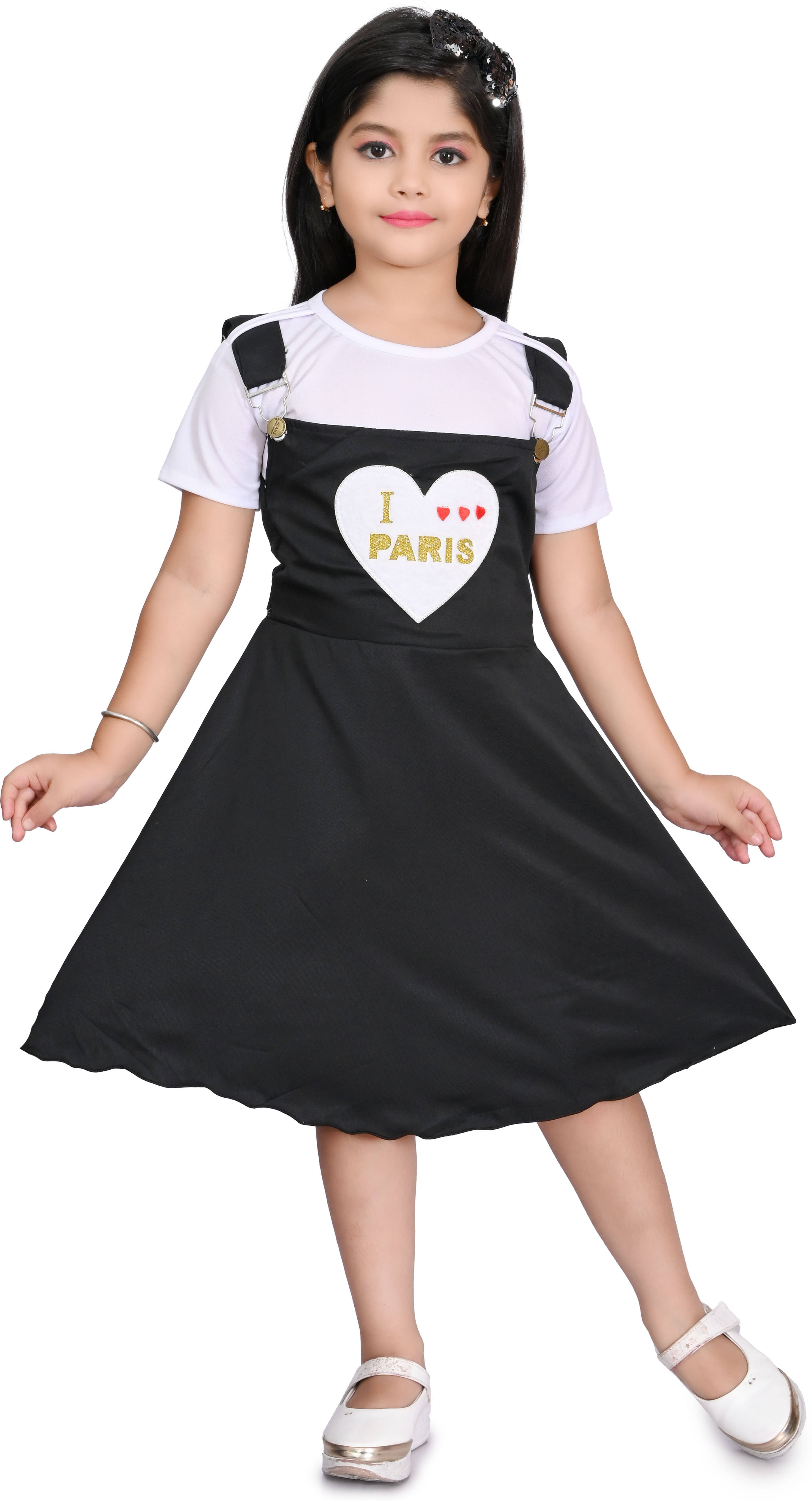     			hrr Cotton Dress For Girls ( Pack of 1 , Black )