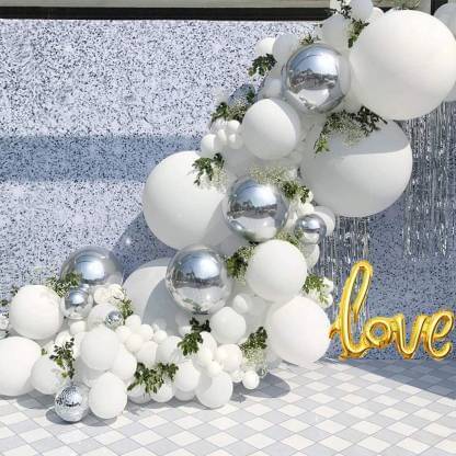     			krido Solid 40 Pc Happy Birthday decorations kit: 1 Premium Gold Love Letter Balloon  (Gold, Silver, White, Pack of 85)\n
