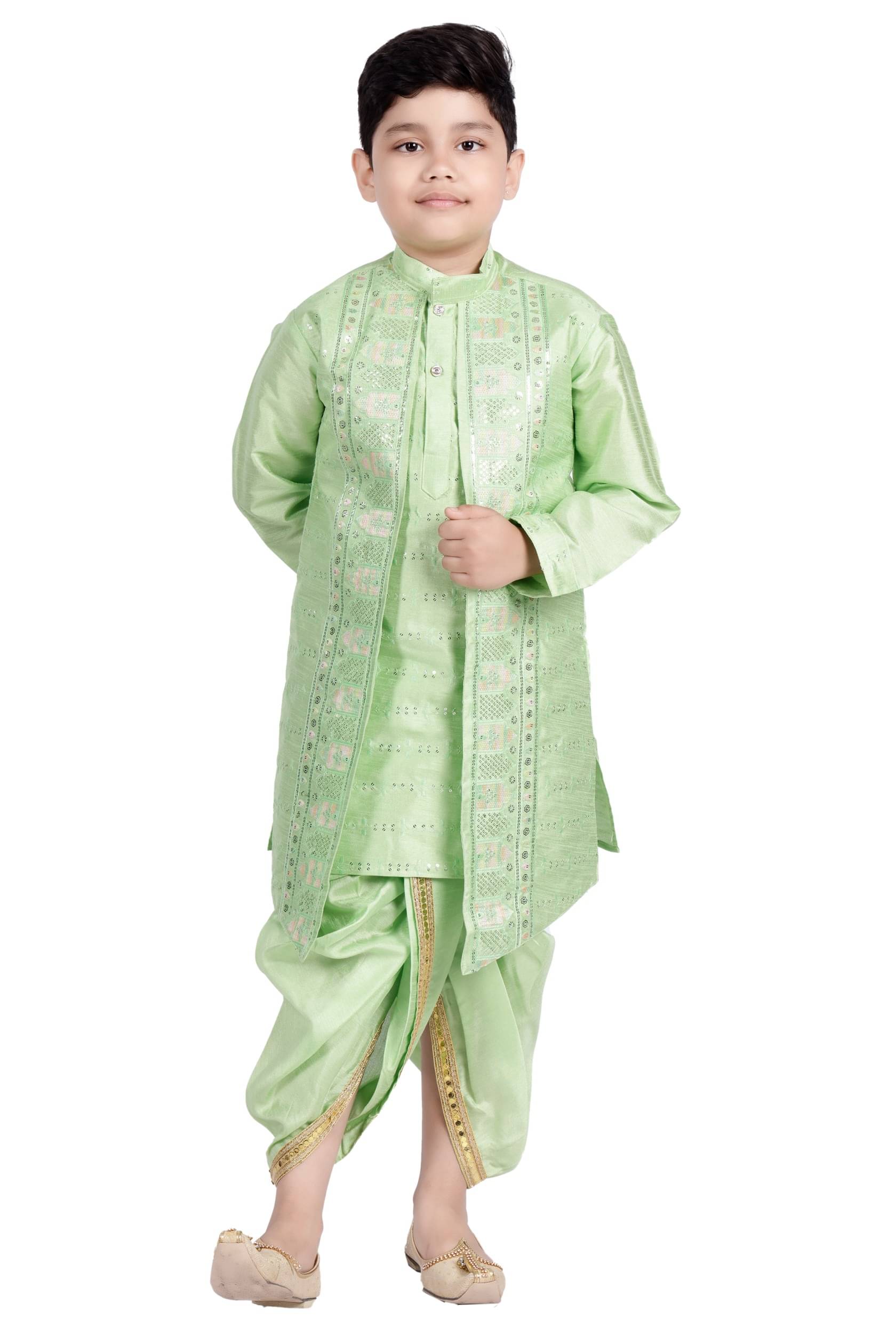s muktar garments Baby Boys Cotton Blend Sequined - Pattern Dhoti Kurta Set ( Green , Pack of 1 ) s muktar garments Baby Boys Cotton Blend Sequined - Pattern Dhoti Kurta Set ( Green , Pack of 1 )