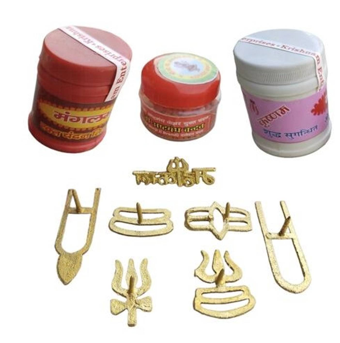 DvR Click 7 Brass Tilak Stamp With 3 White Red Chandan Box (Pack Of 10) DvR Click 7 Brass Tilak Stamp With 3 White Red Chandan Box (Pack Of 10)
