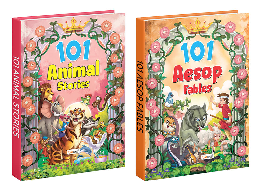 101 Animal Stories and Aesop Fables (Ages 3-12) (Hardbound) : Bedtime Children Story Book, Kids learning adventures, Learning storybook, Story book for kids | Pack of 2 Story Books 101 Animal Stories and Aesop Fables (Ages 3-12) (Hardbound) : Bedtime Children Story Book, Kids learning adventures, Learning storybook, Story book for kids | Pack of 2 Story Books