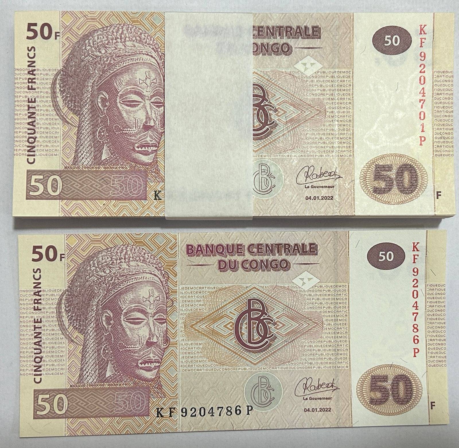 786 FANCY NUMBER (CONGO 50 FRANCS) 100 NOTE SERIAL WISE PACKET GEM UNC PACKET     			786 FANCY NUMBER (CONGO 50 FRANCS) 100 NOTE SERIAL WISE PACKET GEM UNC PACKET