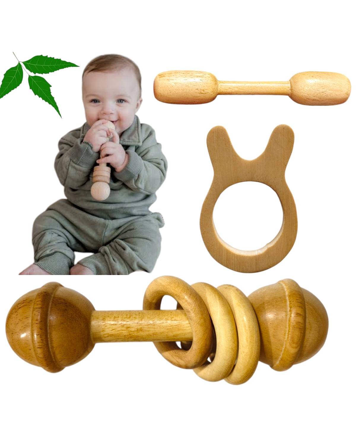     			Aditya Creations Wooden Teether ( 3 pcs )