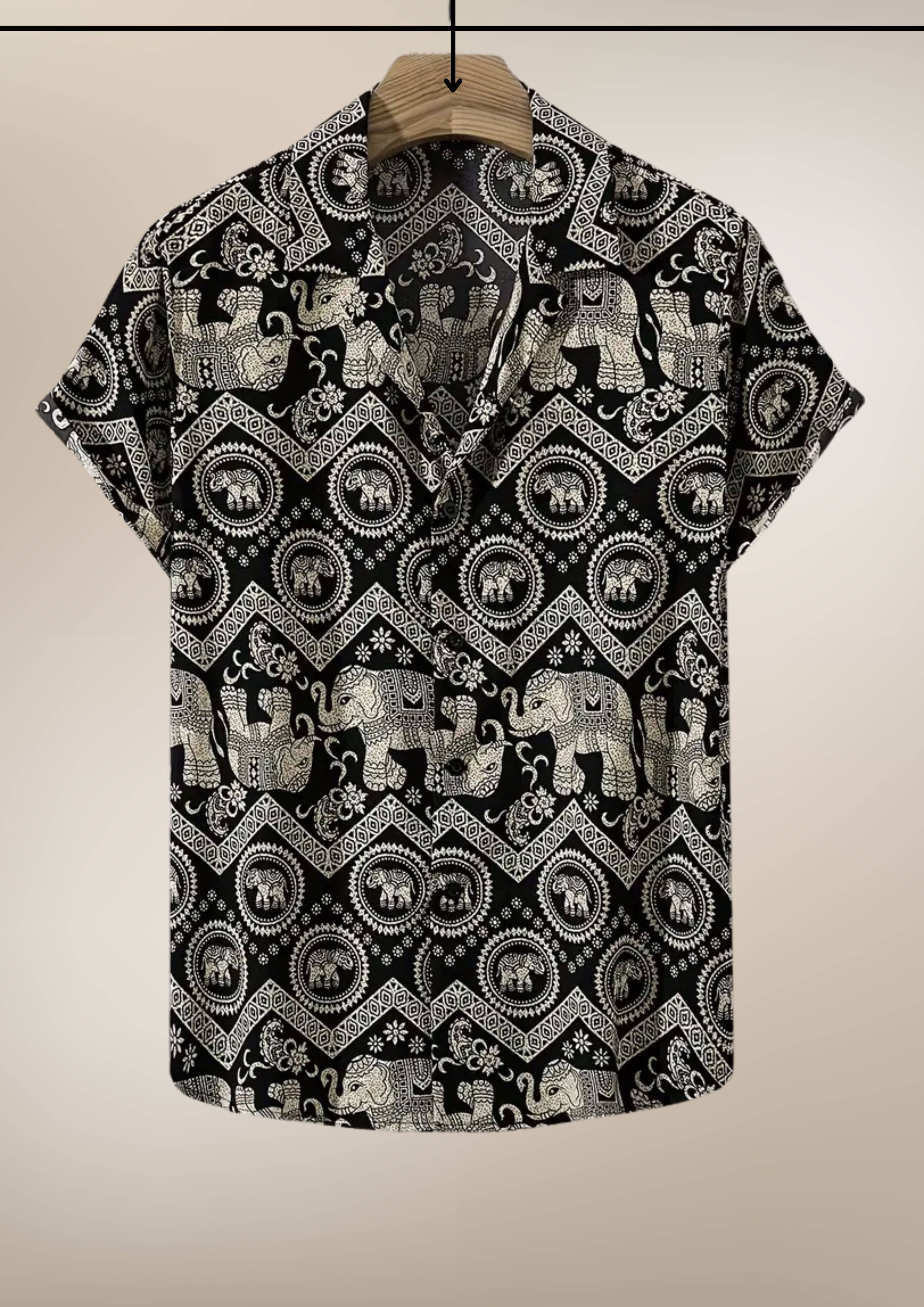 BEAUE Poly Cotton Regular Fit Printed Half Sleeves Men's Casual Shirt - Black ( Pack of 1 )