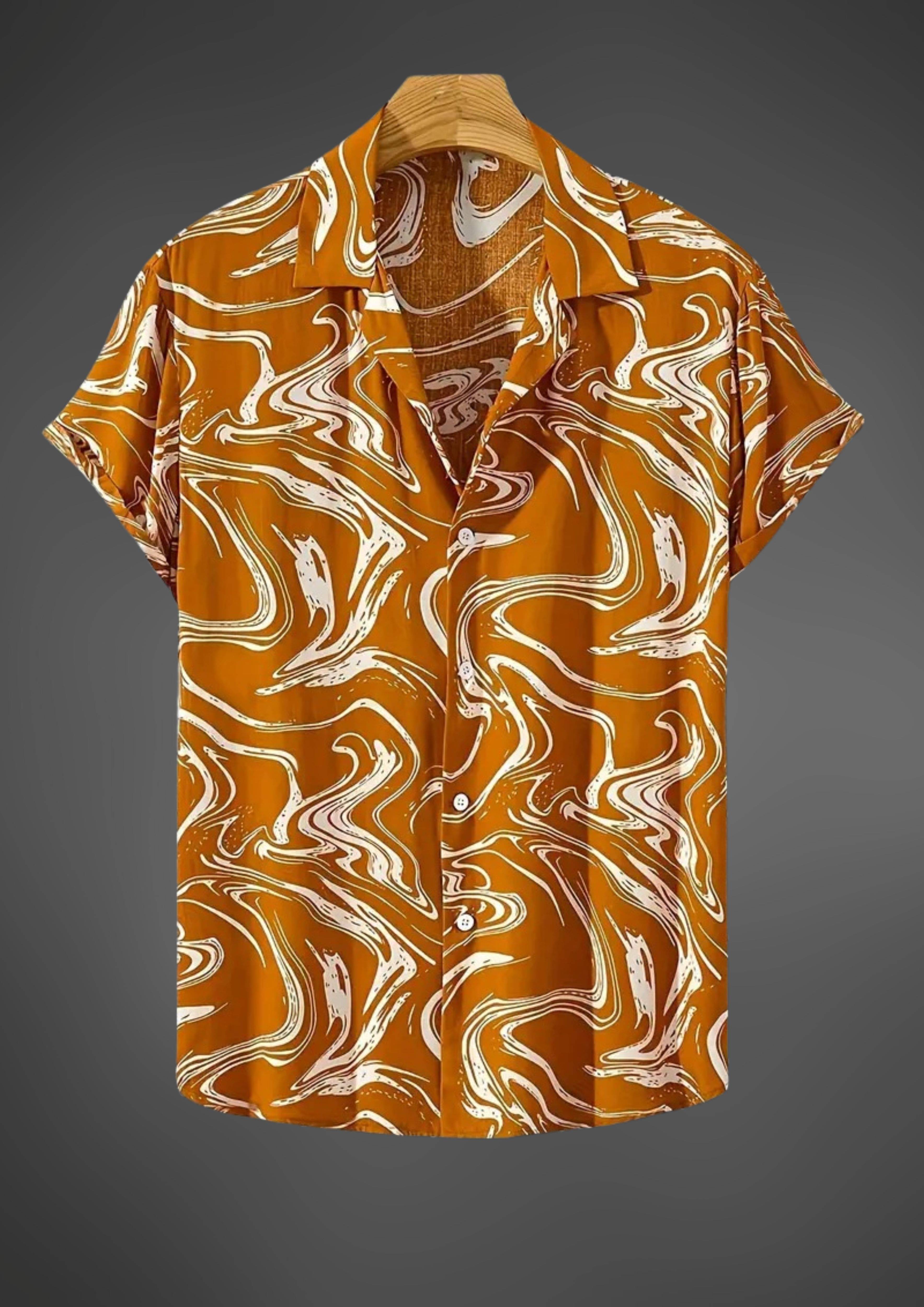     			BEAUE Poly Cotton Regular Fit Printed Half Sleeves Men's Casual Shirt - Yellow ( Pack of 1 )