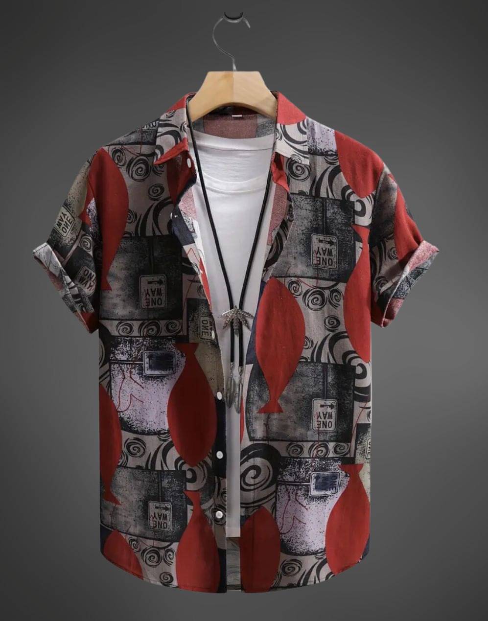     			BEAUE Poly Cotton Regular Fit Printed Half Sleeves Men's Casual Shirt - Red ( Pack of 1 )