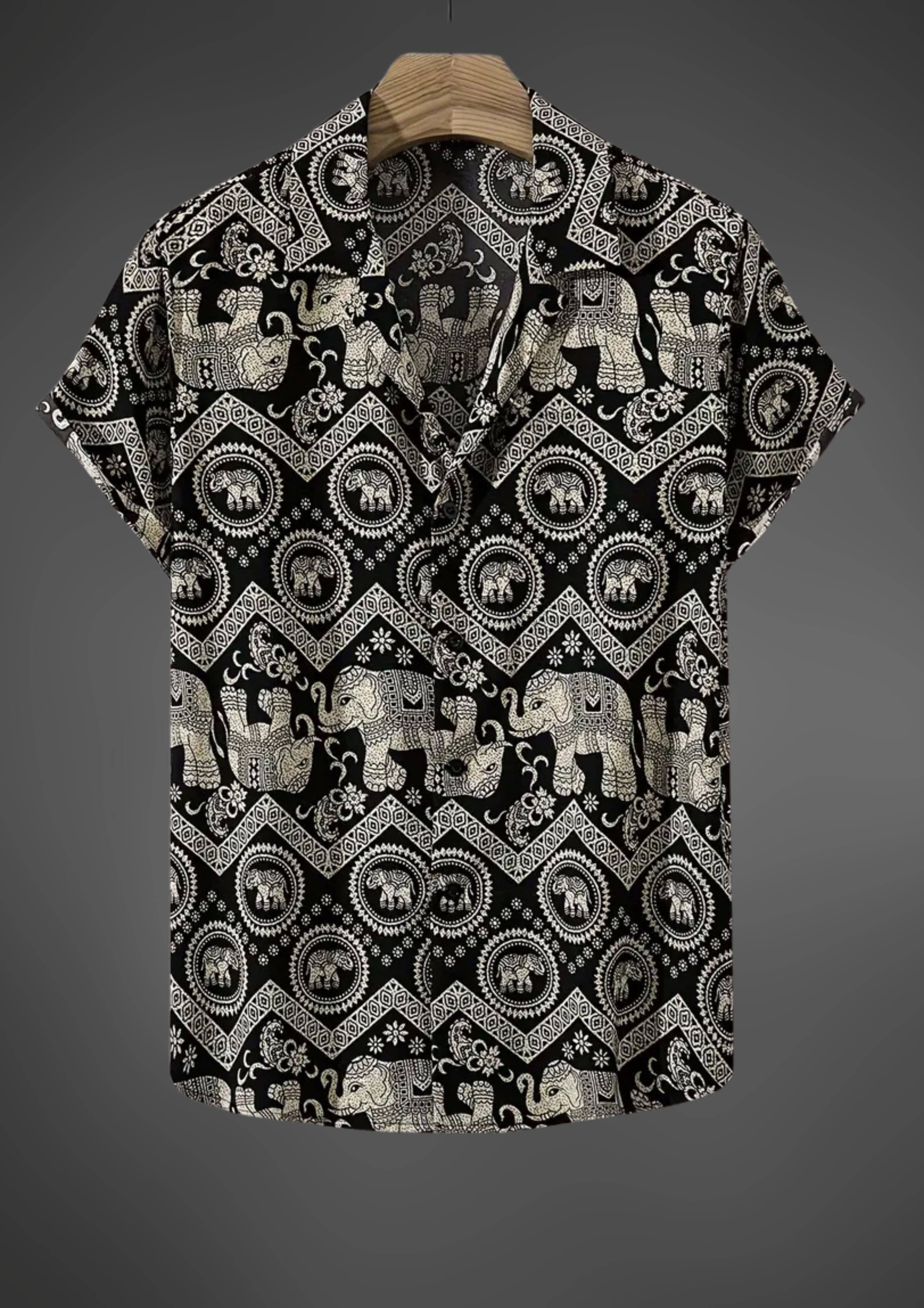 BEAUE Poly Cotton Regular Fit Printed Half Sleeves Men's Casual Shirt - Black ( Pack of 1 )
